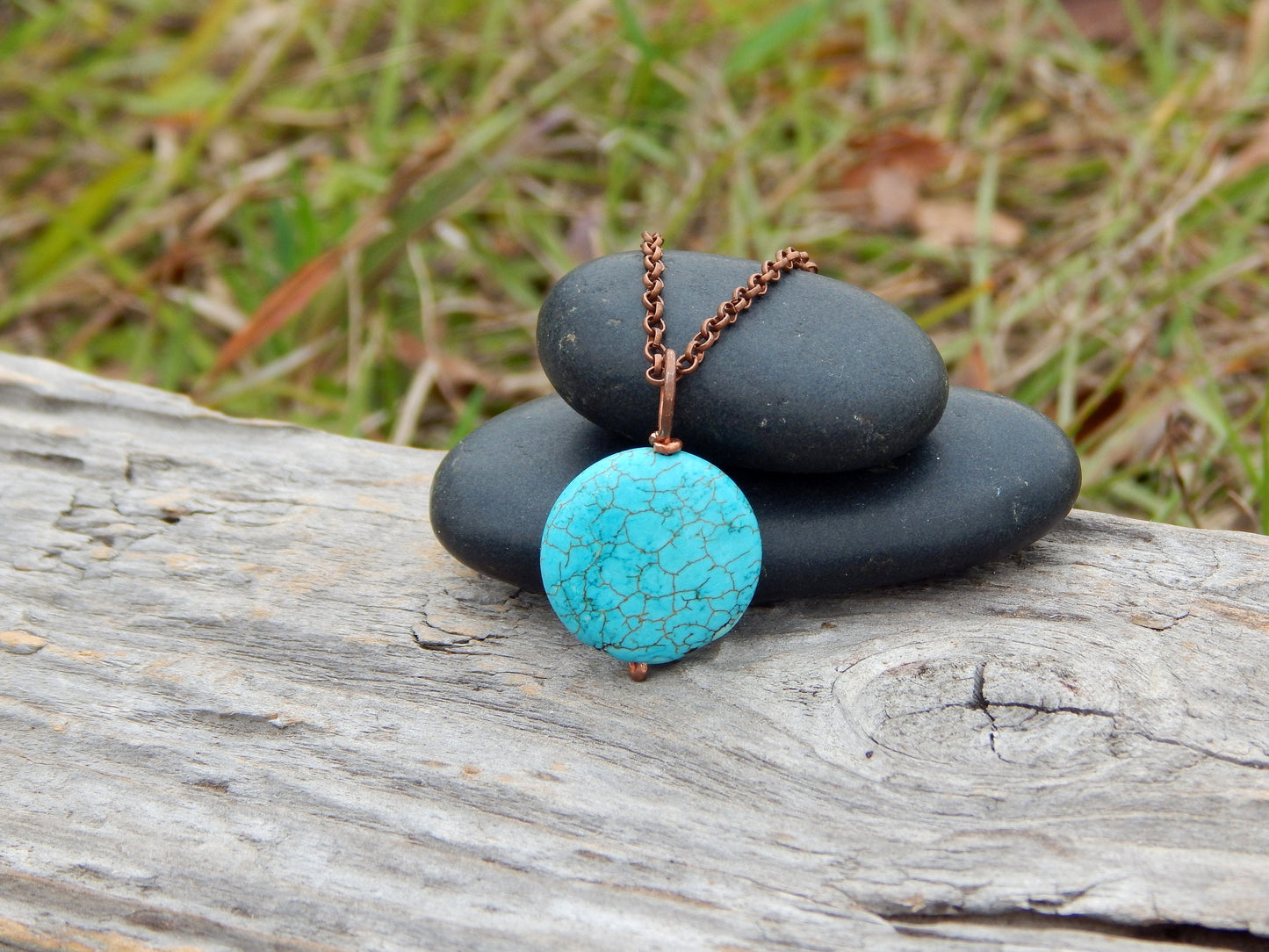 Turquoise blue magnesite pendant