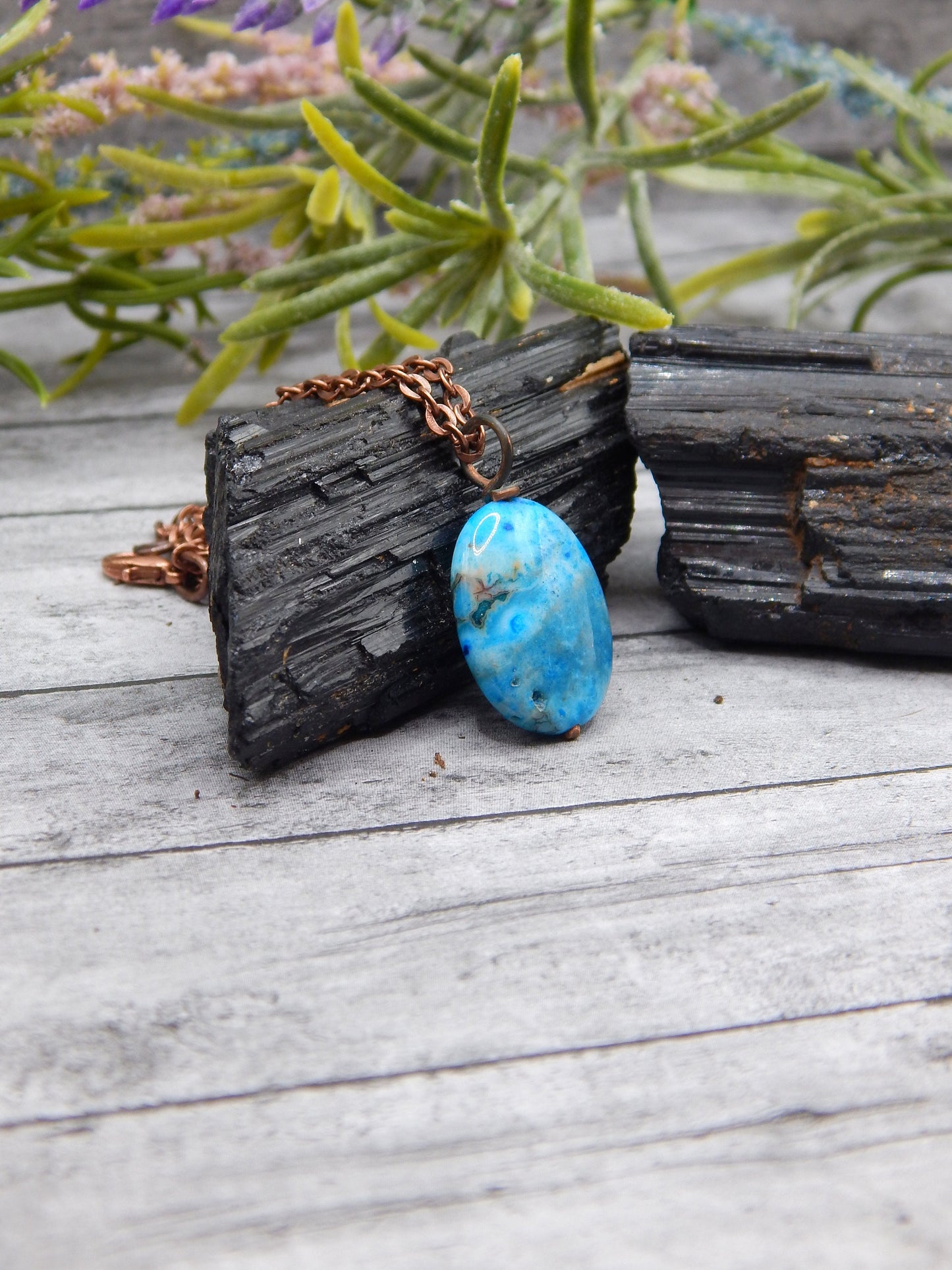 Blue crazy lace agate pendant