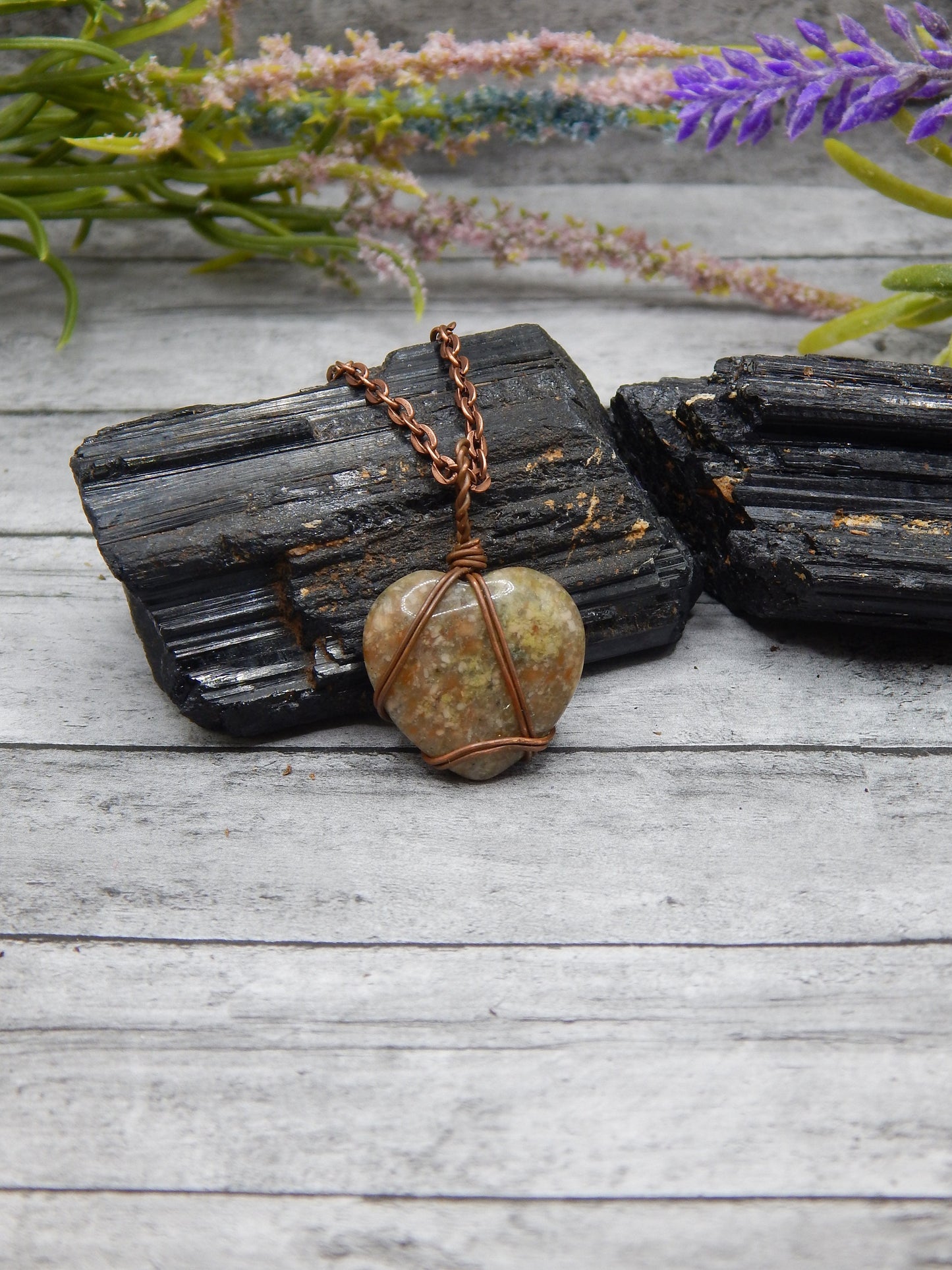 Unakite heart pendant