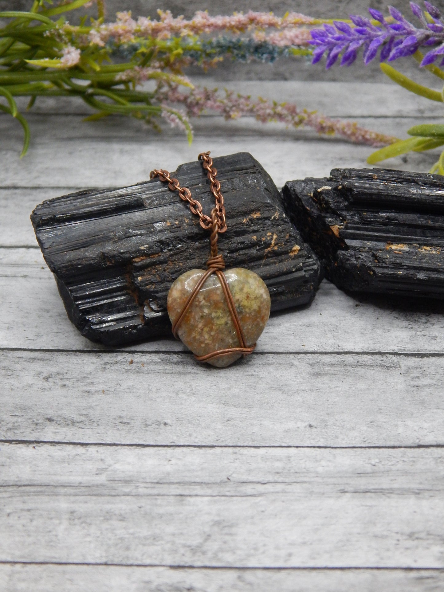 Unakite heart pendant