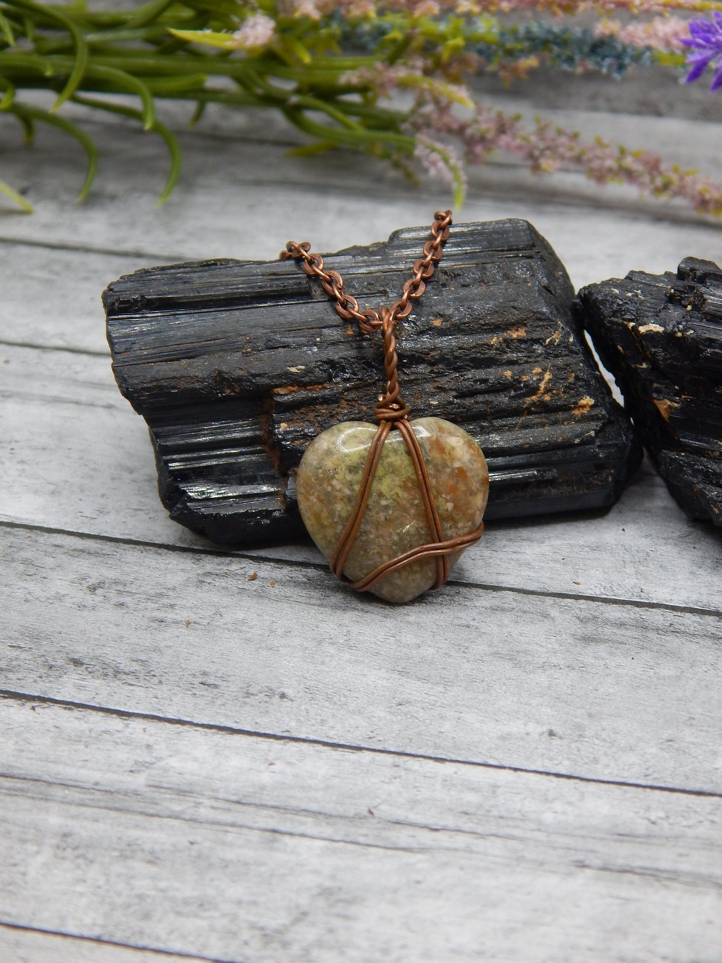 Unakite heart pendant