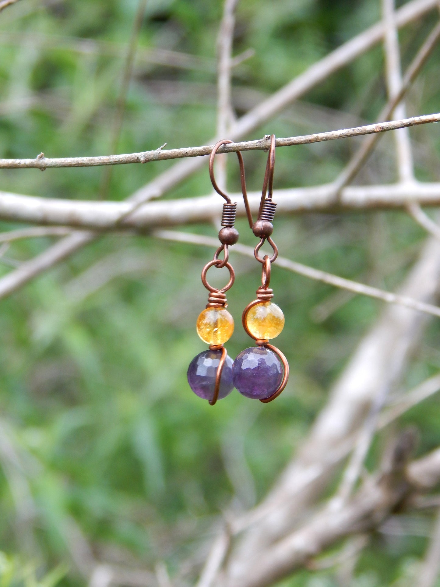 Amethyst and citrine earrings