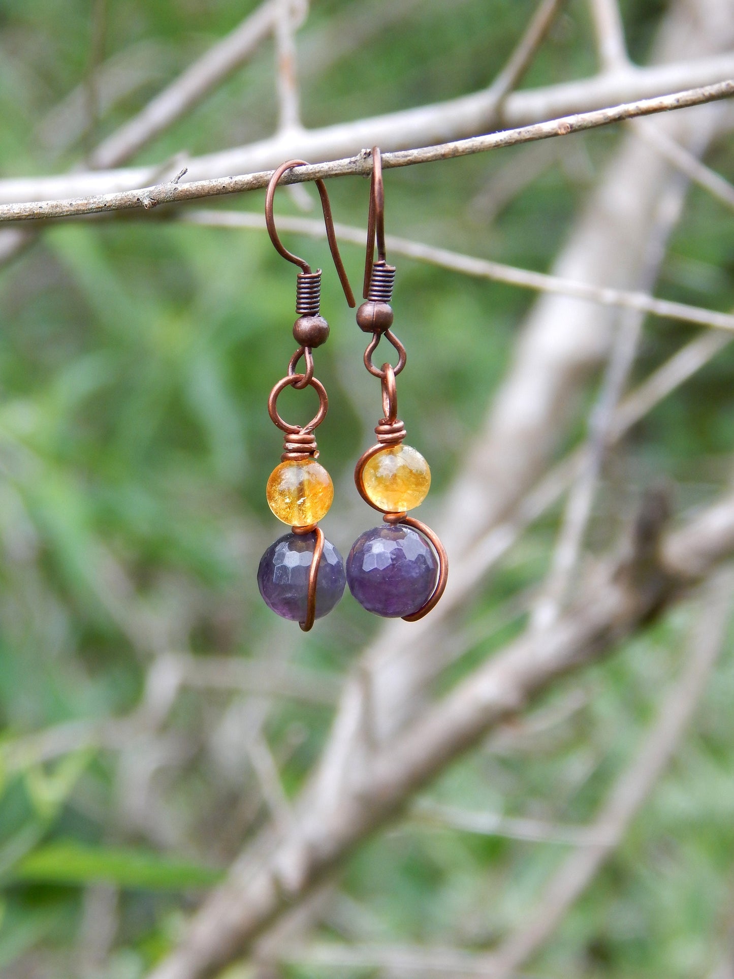 Amethyst and citrine earrings