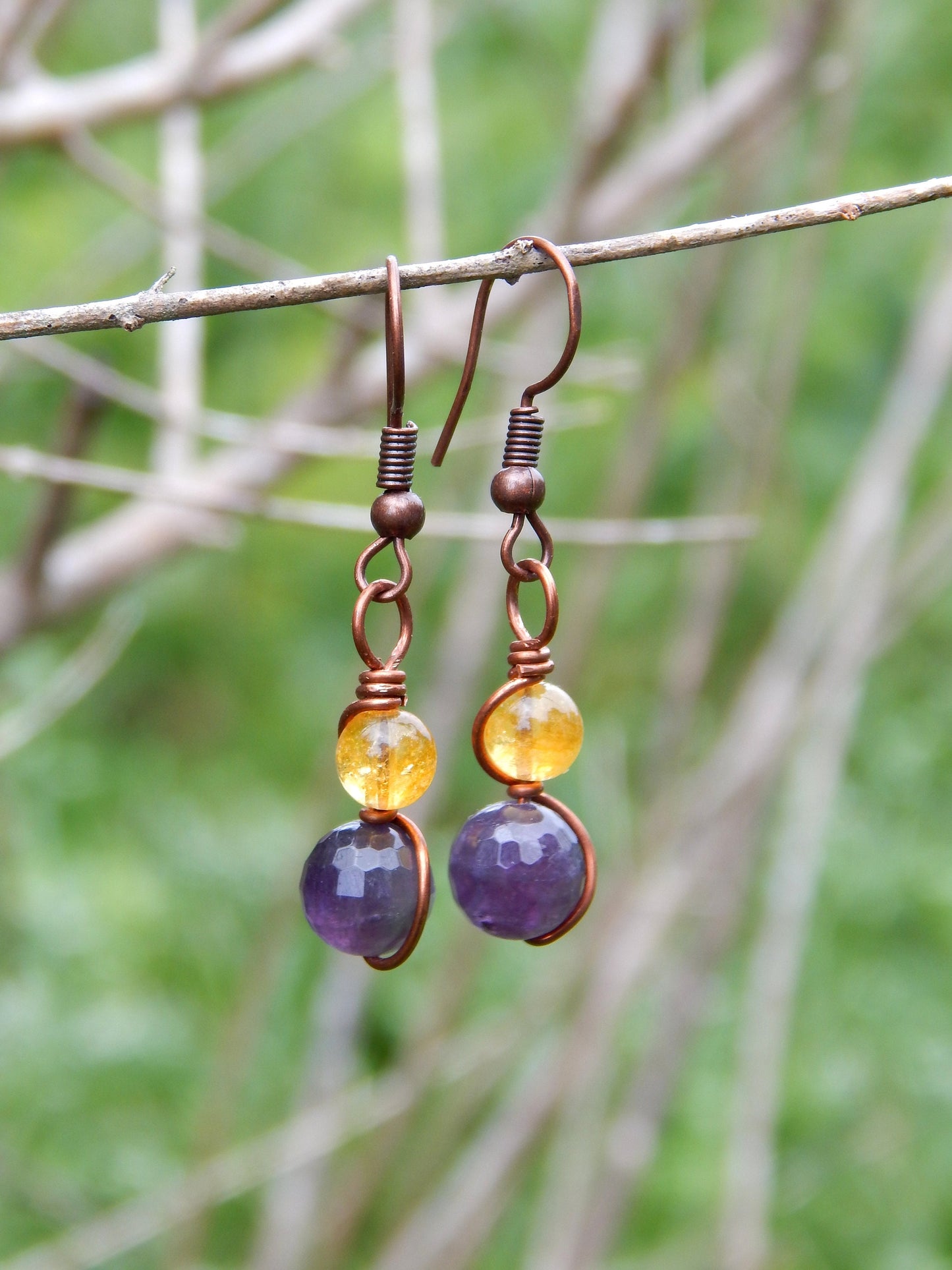 Amethyst and citrine earrings