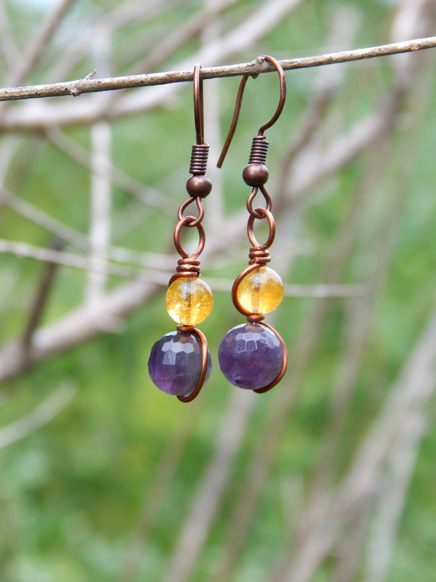 Amethyst and citrine earrings