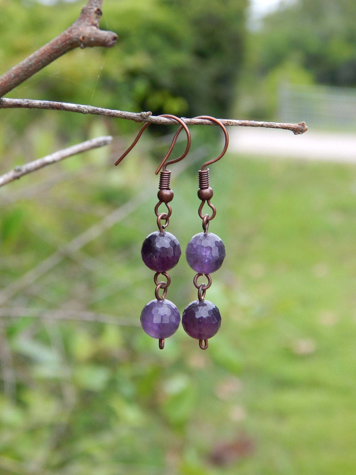 Hypoallergenic amethyst dangle earrings