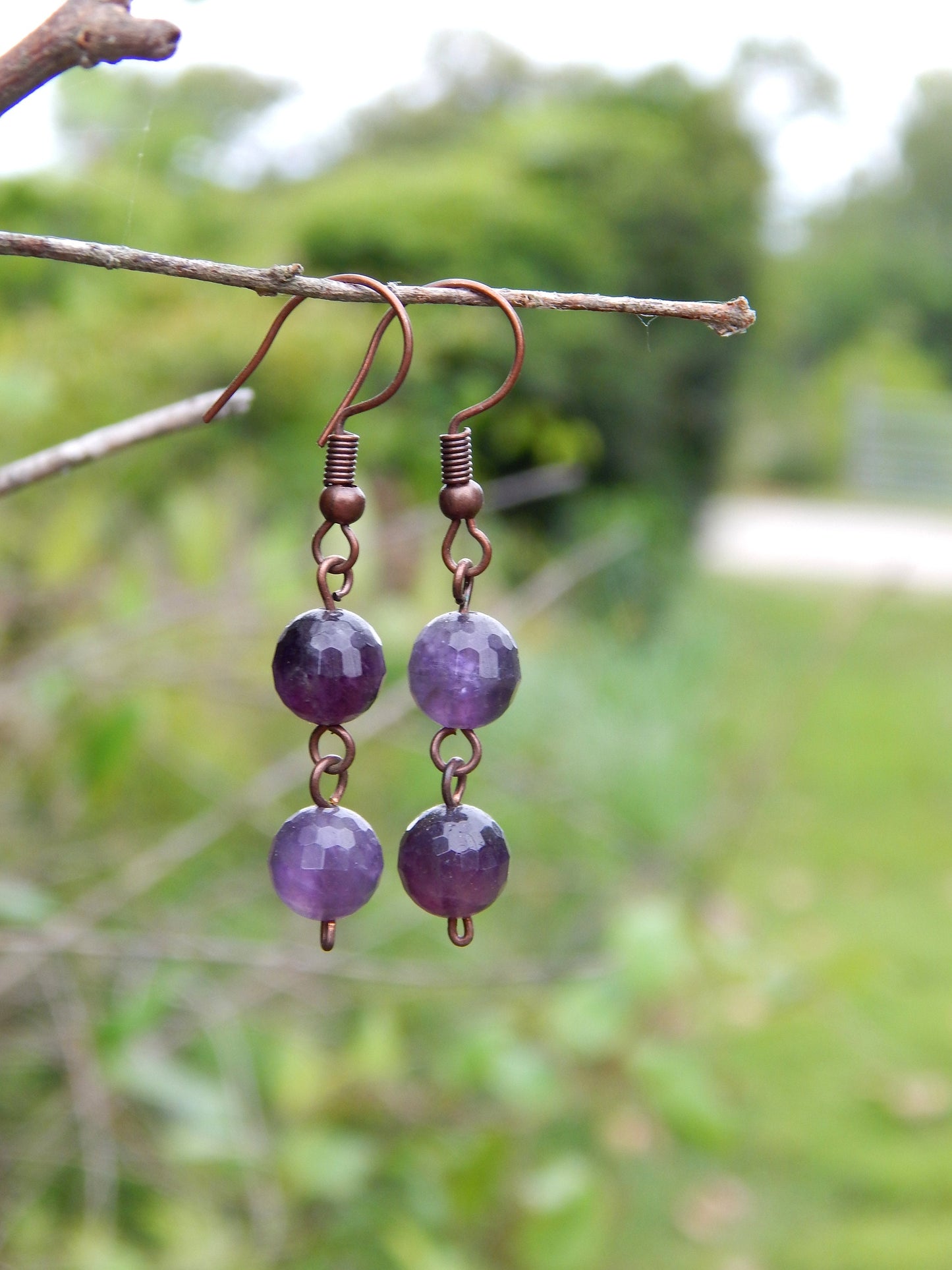Hypoallergenic amethyst dangle earrings