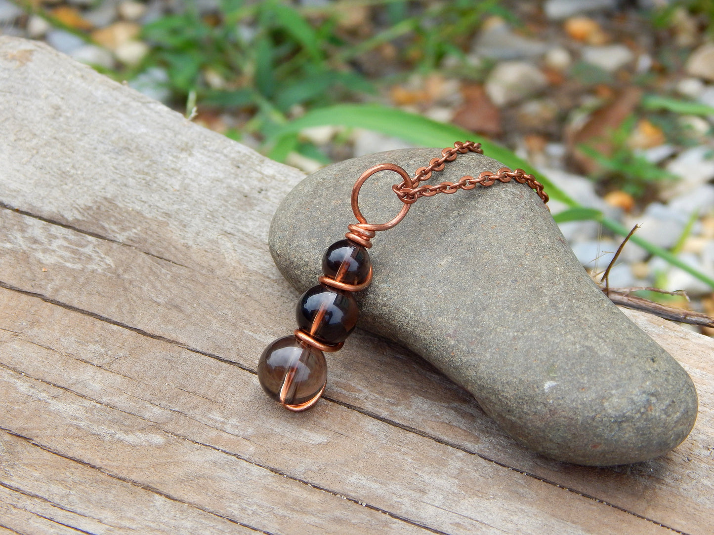 Smoky quartz wire wrapped pendant