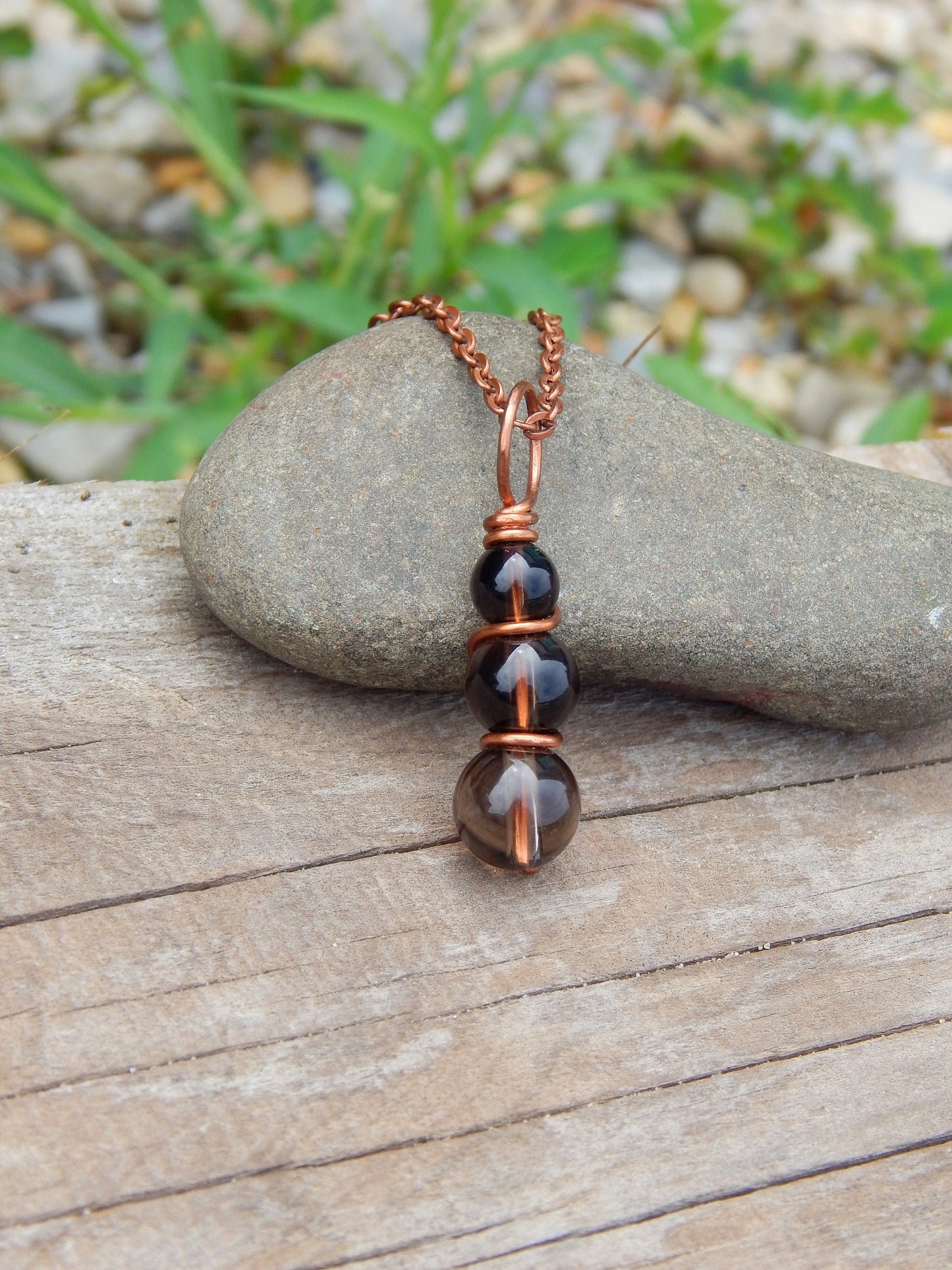 Smoky quartz wire wrapped pendant