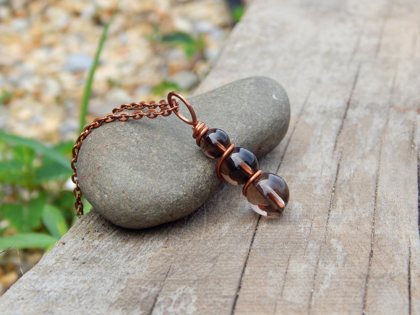 Smoky quartz wire wrapped pendant