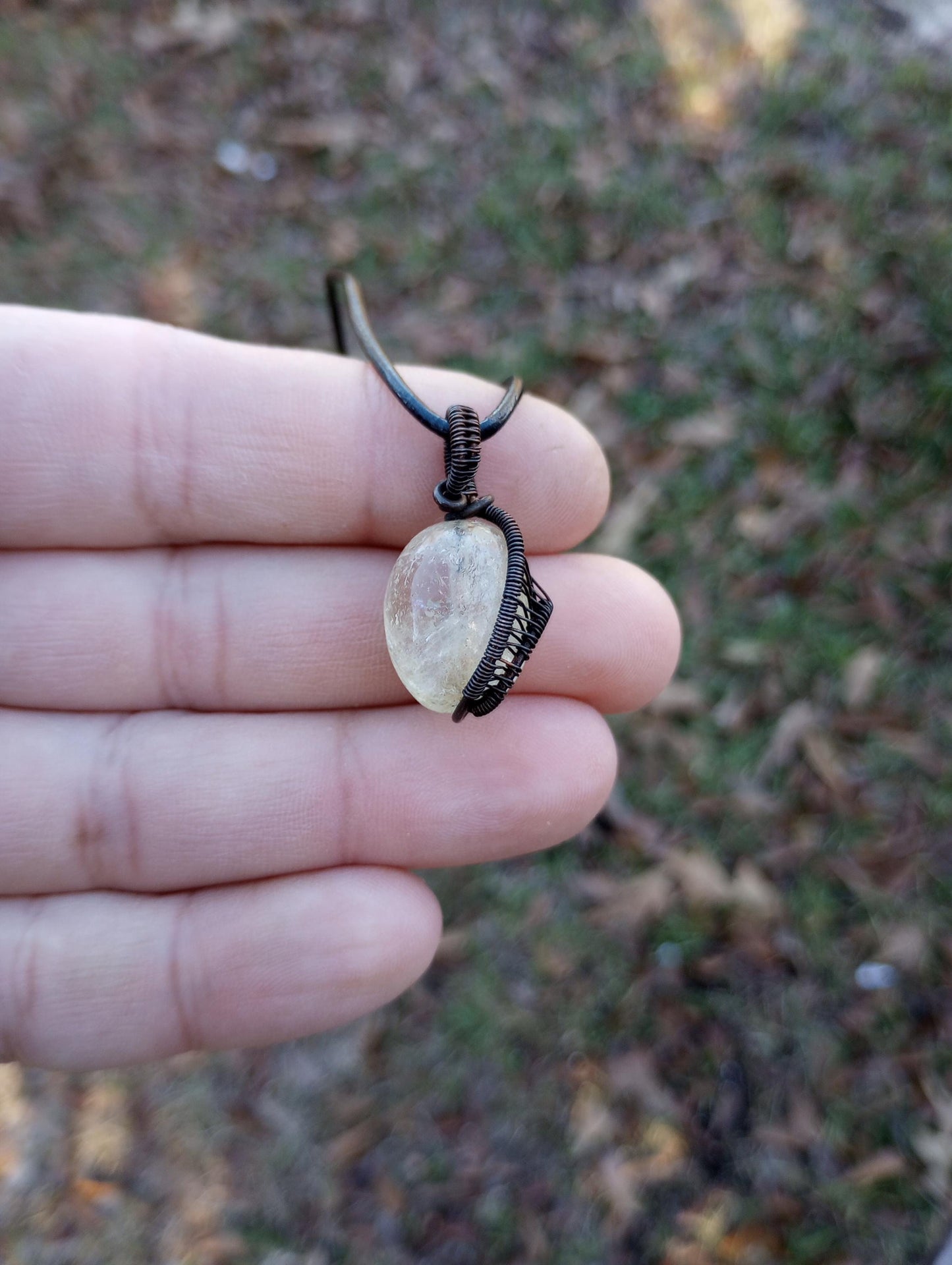 Wire wrapped citrine pendant
