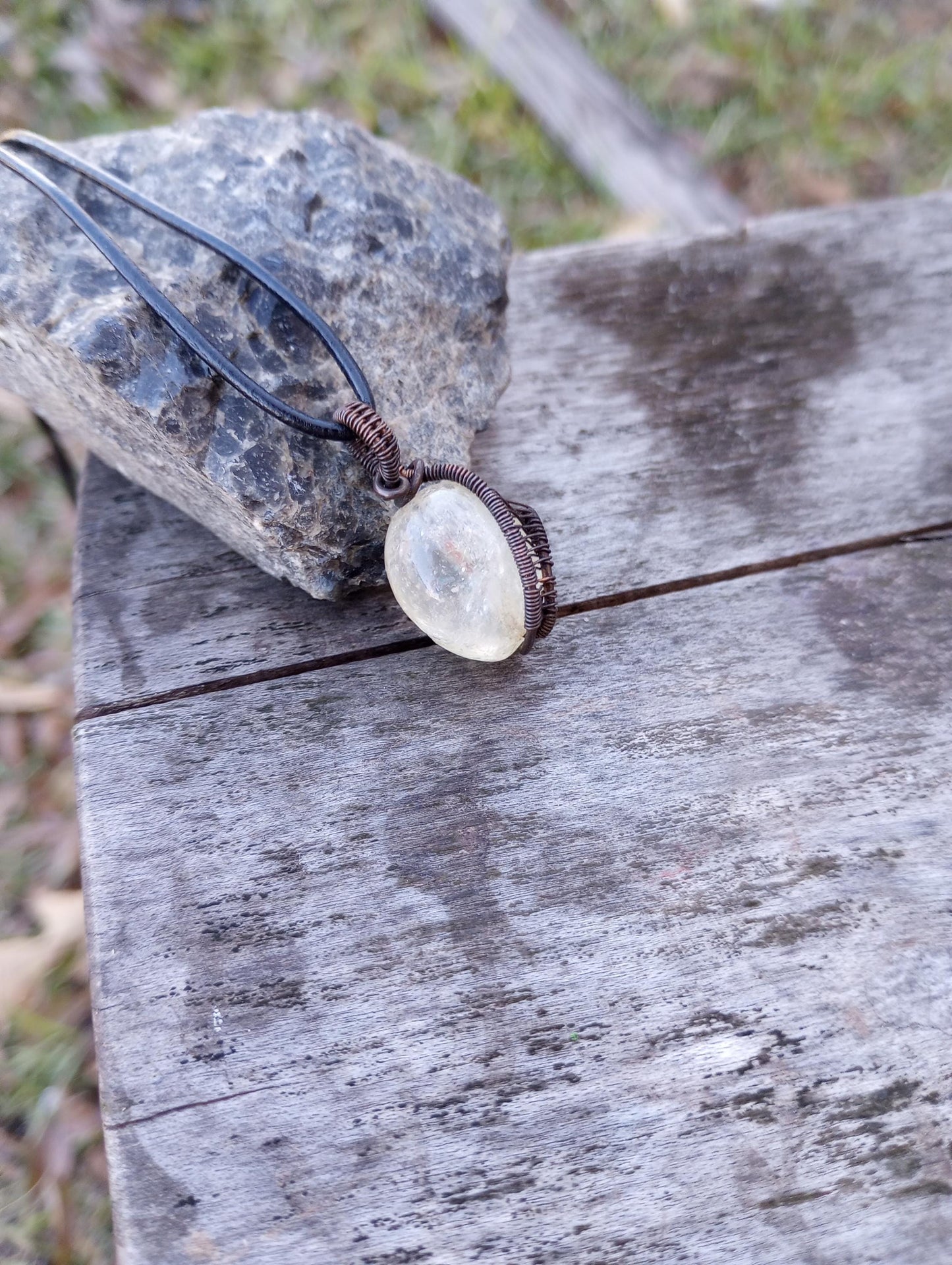 Wire wrapped citrine pendant