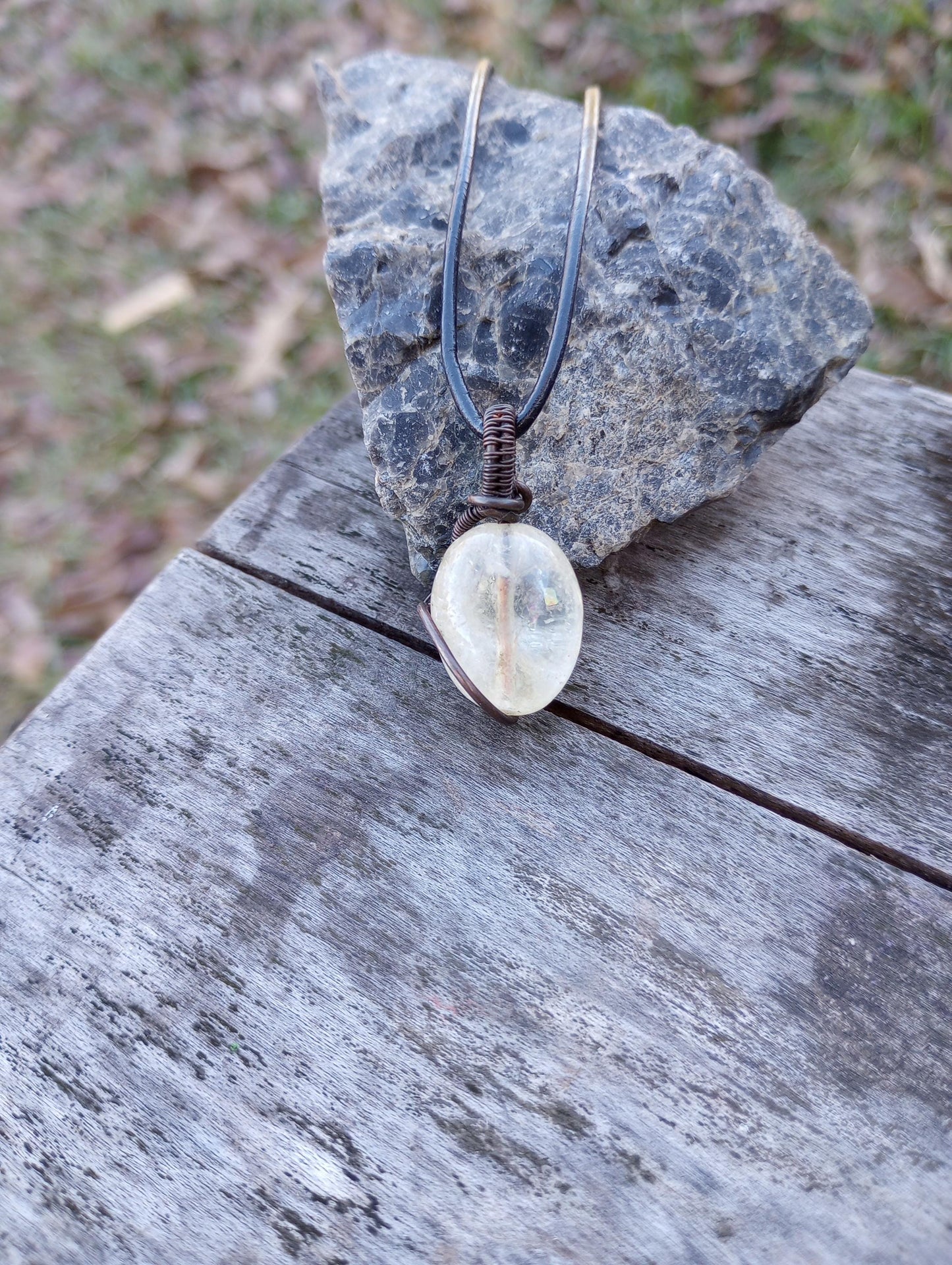 Wire wrapped citrine pendant