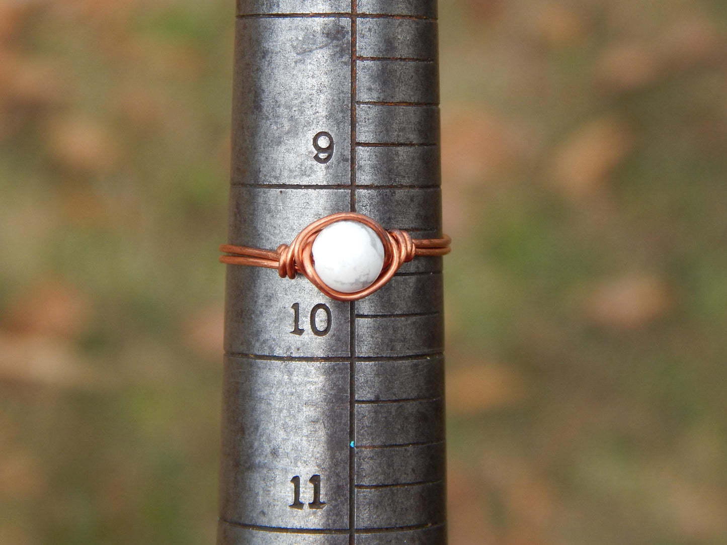 Copper wire wrapped size 9.5 Howlite ring