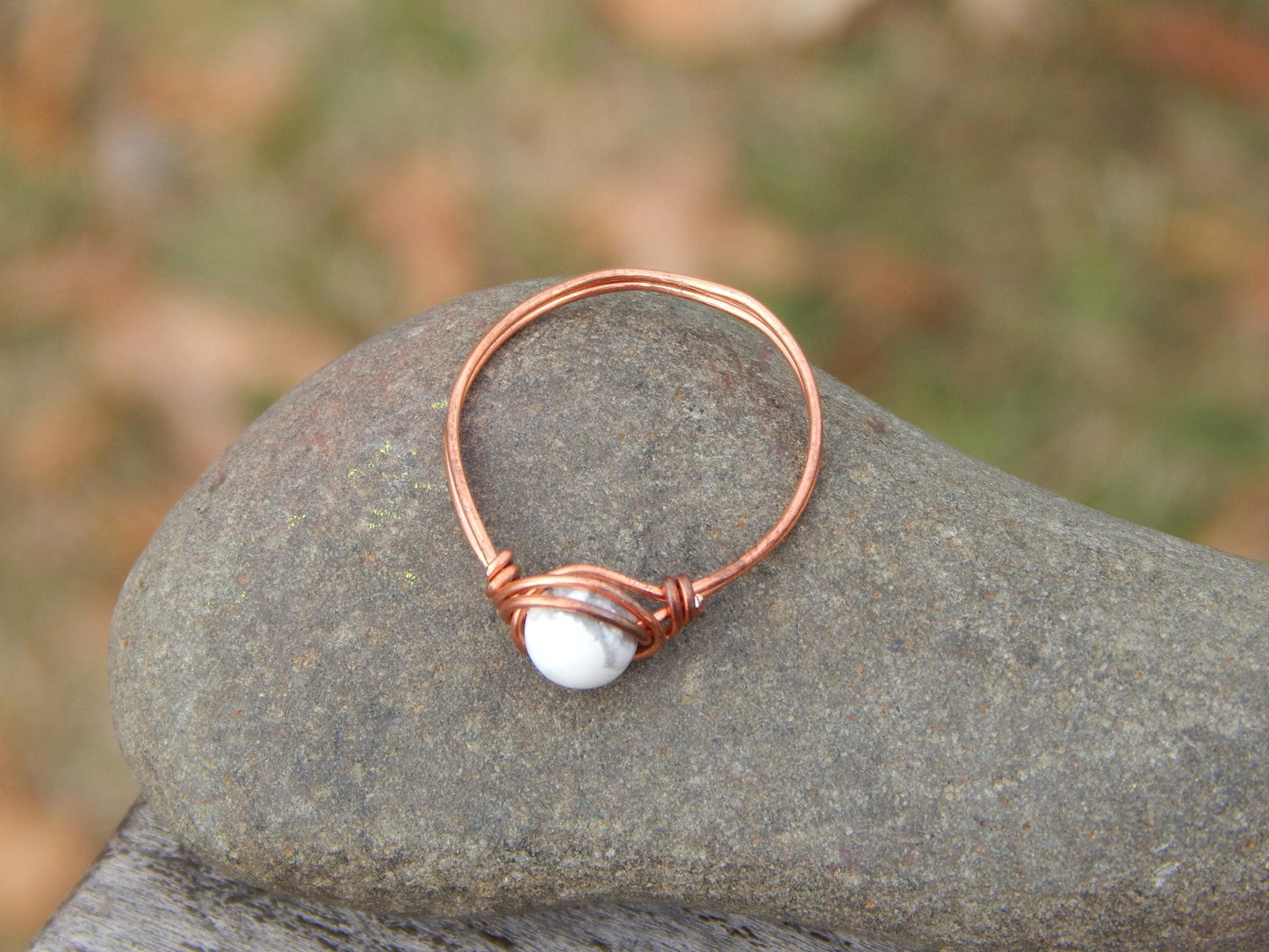 Copper wire wrapped size 9.5 Howlite ring
