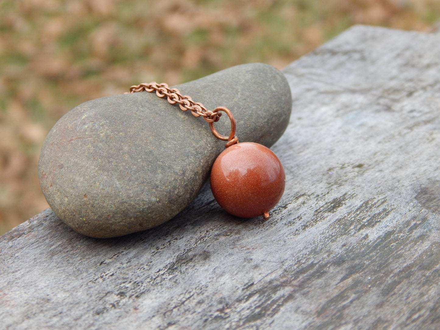 Simple goldstone wire wrapped pendant