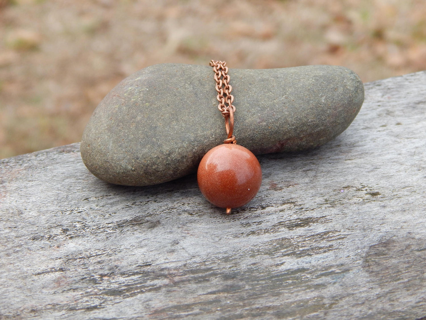 Simple goldstone wire wrapped pendant