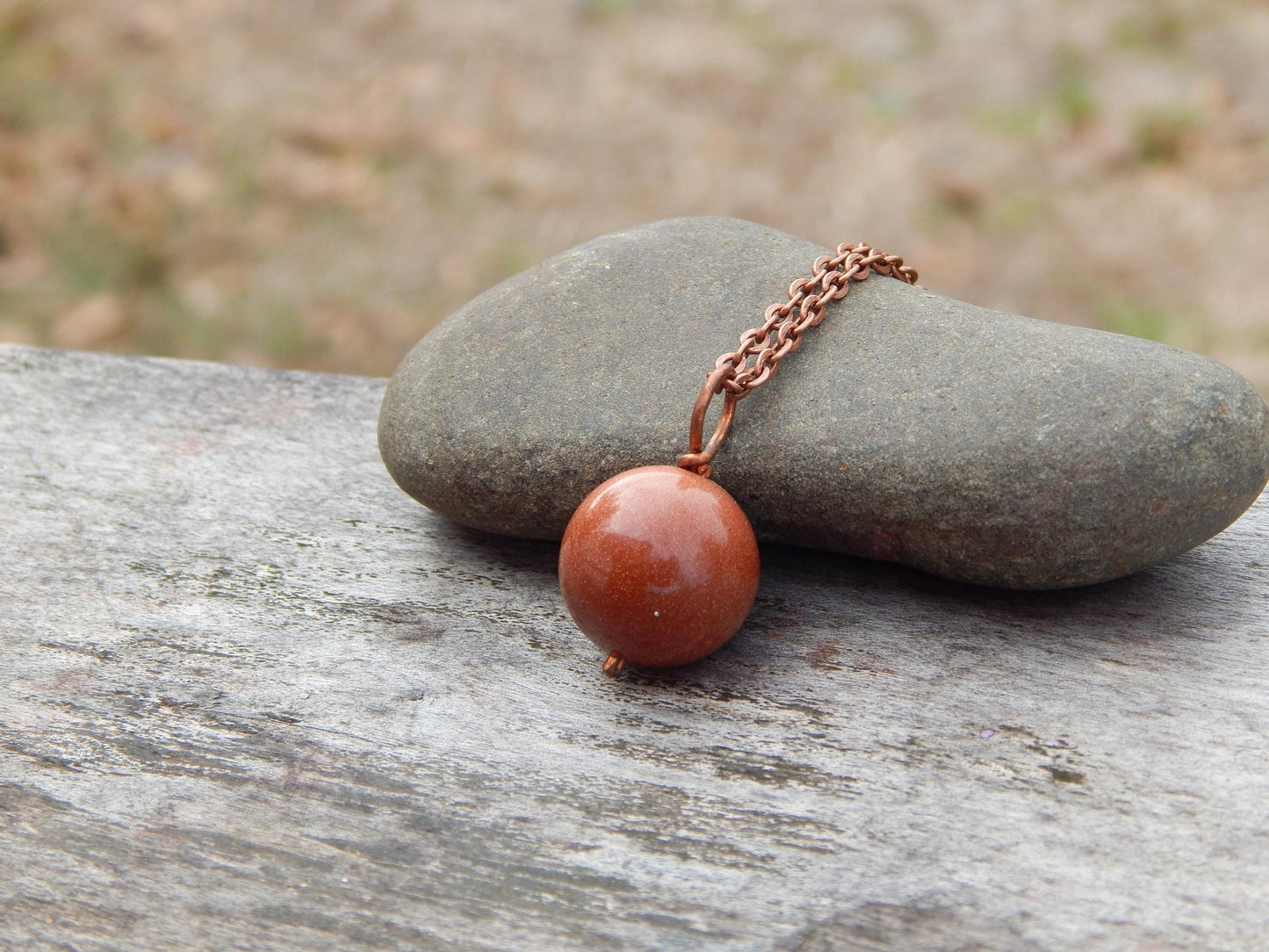 Simple goldstone wire wrapped pendant