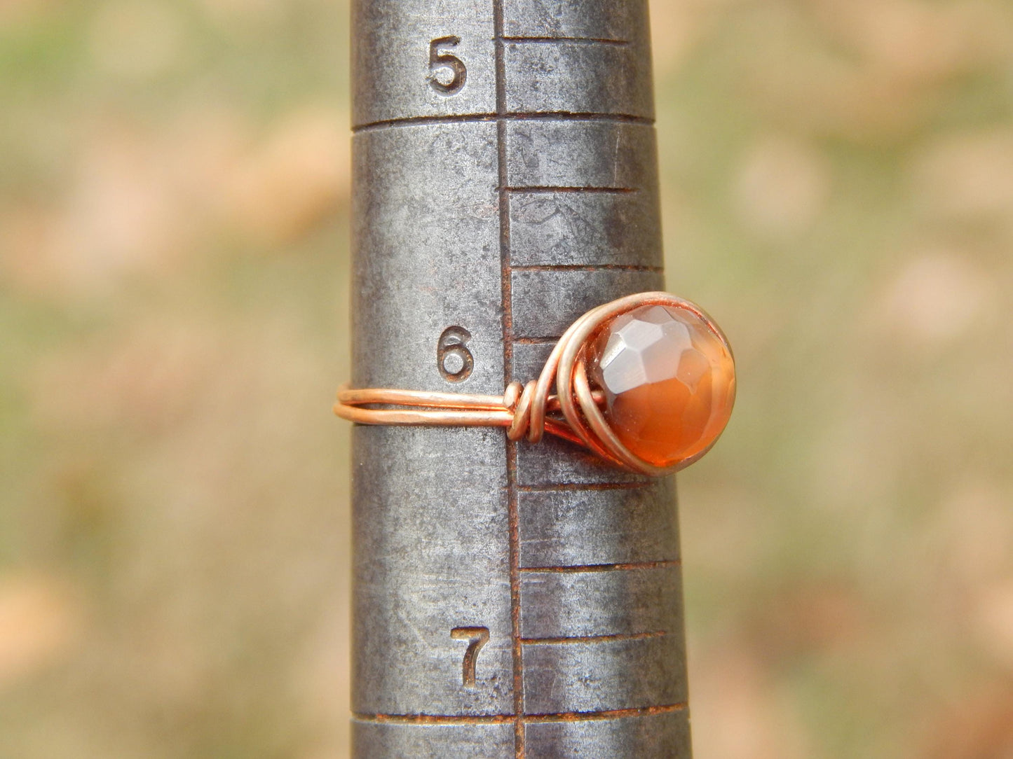 Copper wire wrapped size 6 agate ring