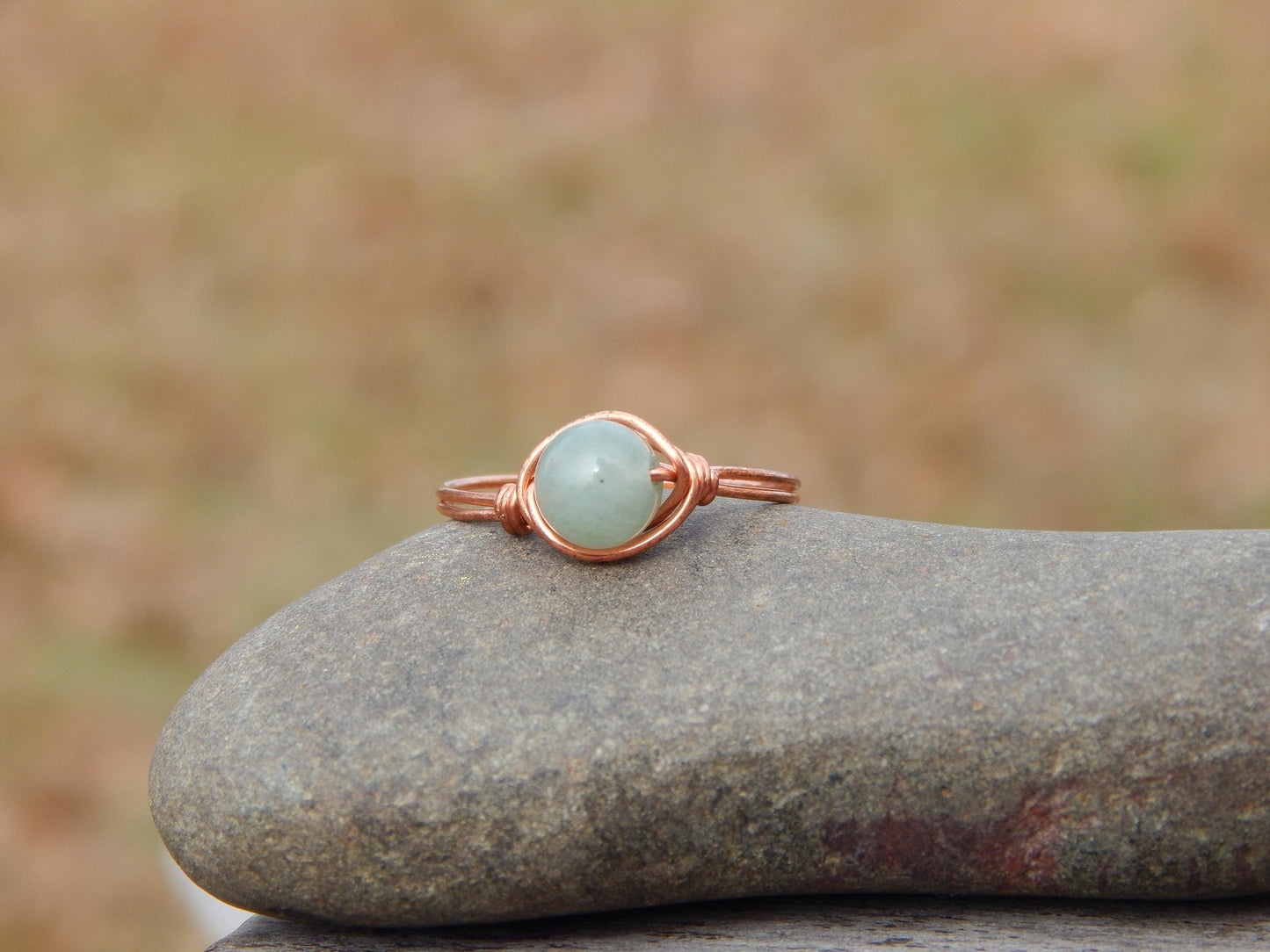 Green aventurine size 10 copper wire wrap ring