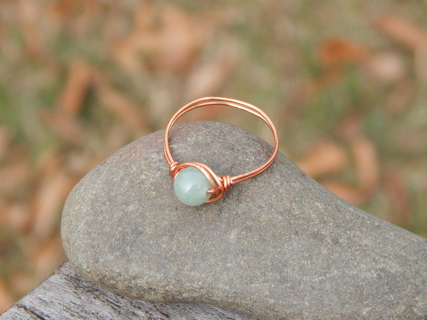 Green aventurine size 10 copper wire wrap ring