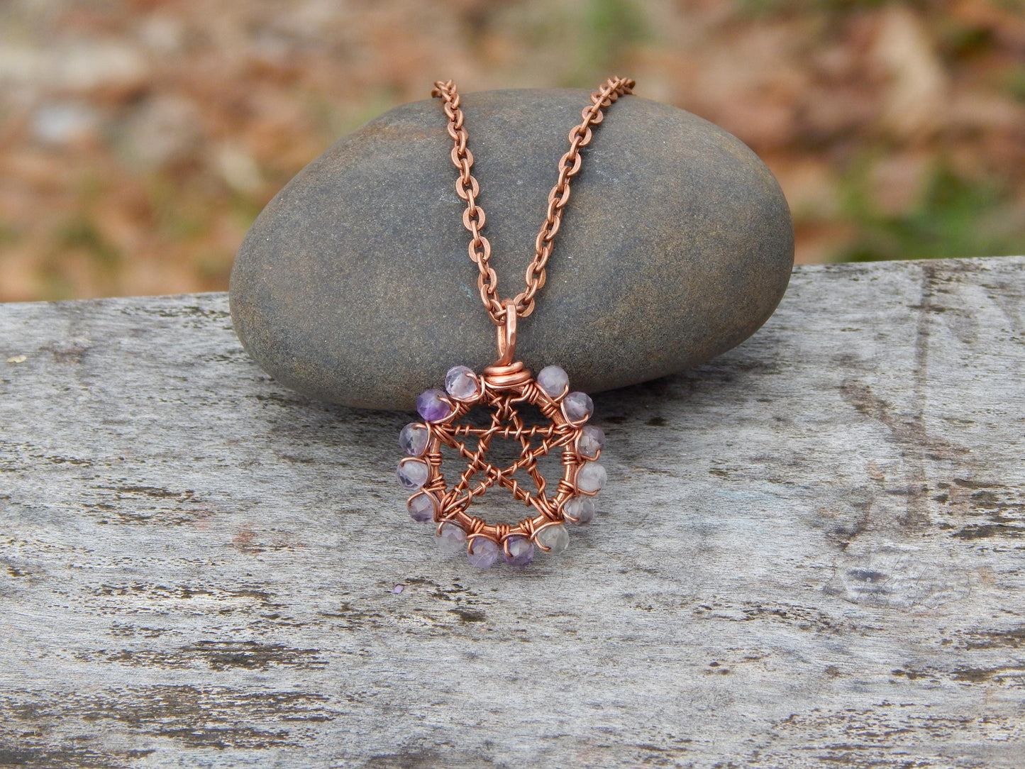 Amethyst pentacle necklace pendant