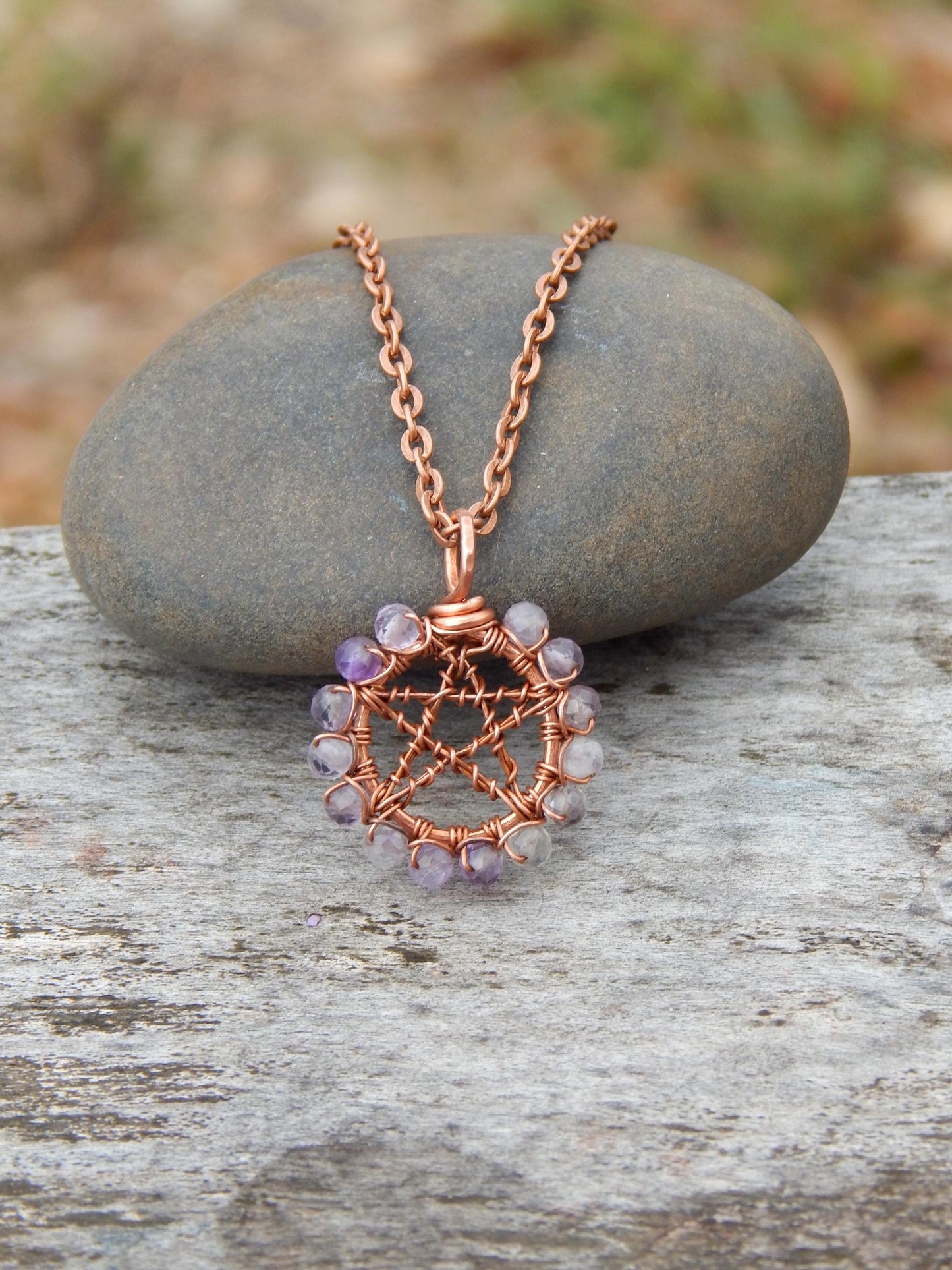 Amethyst pentacle necklace pendant