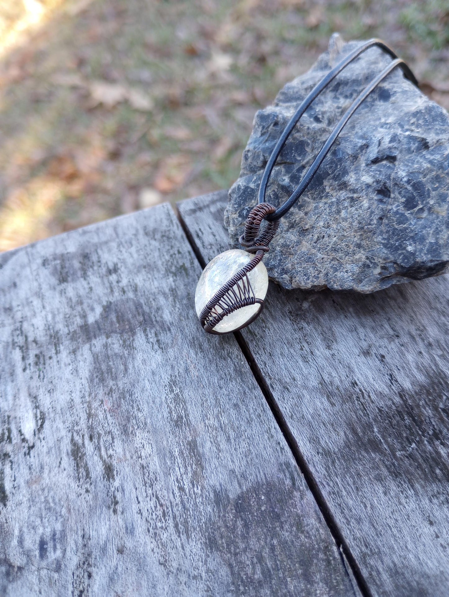 Wire wrapped citrine pendant