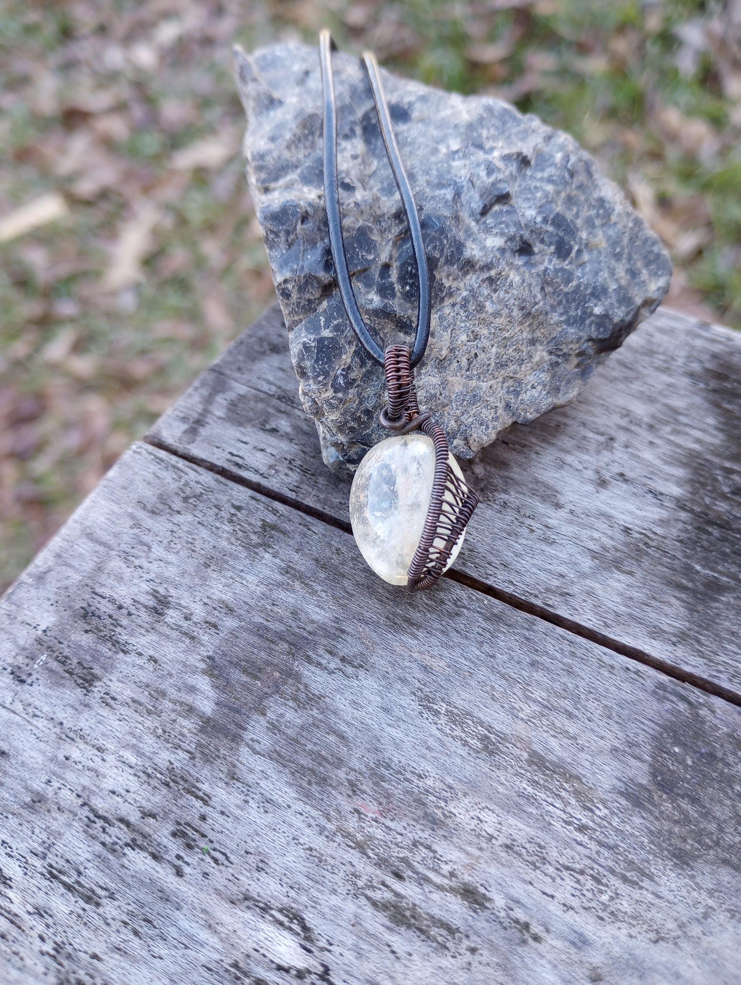 Wire wrapped citrine pendant
