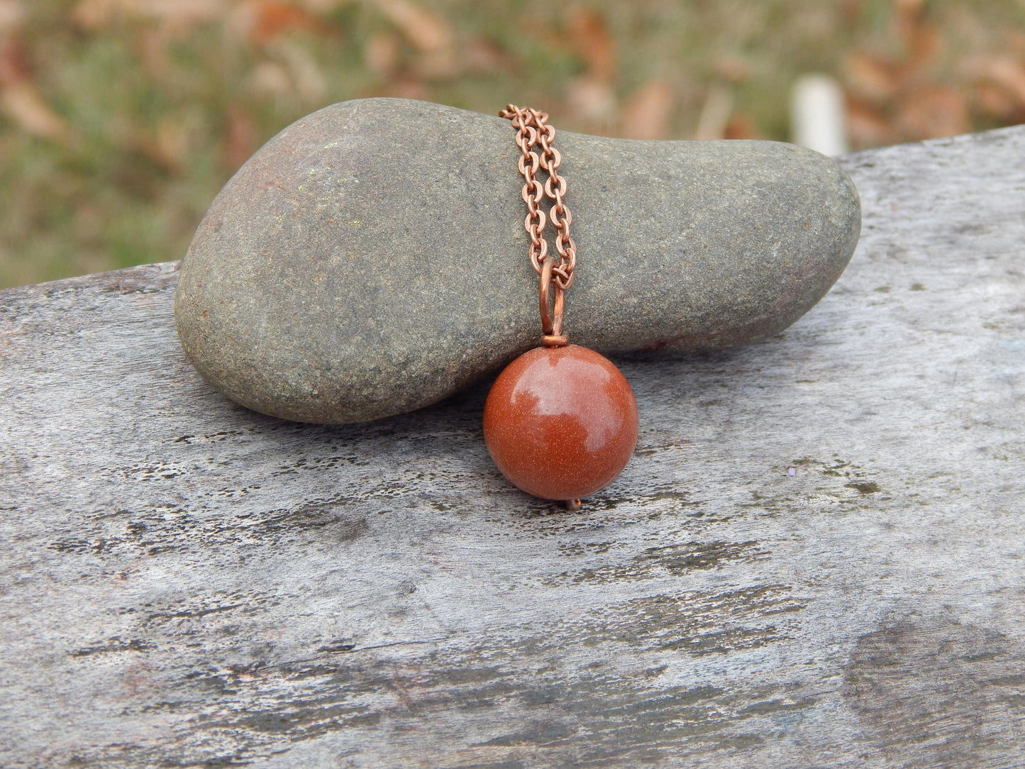 Simple goldstone wire wrapped pendant