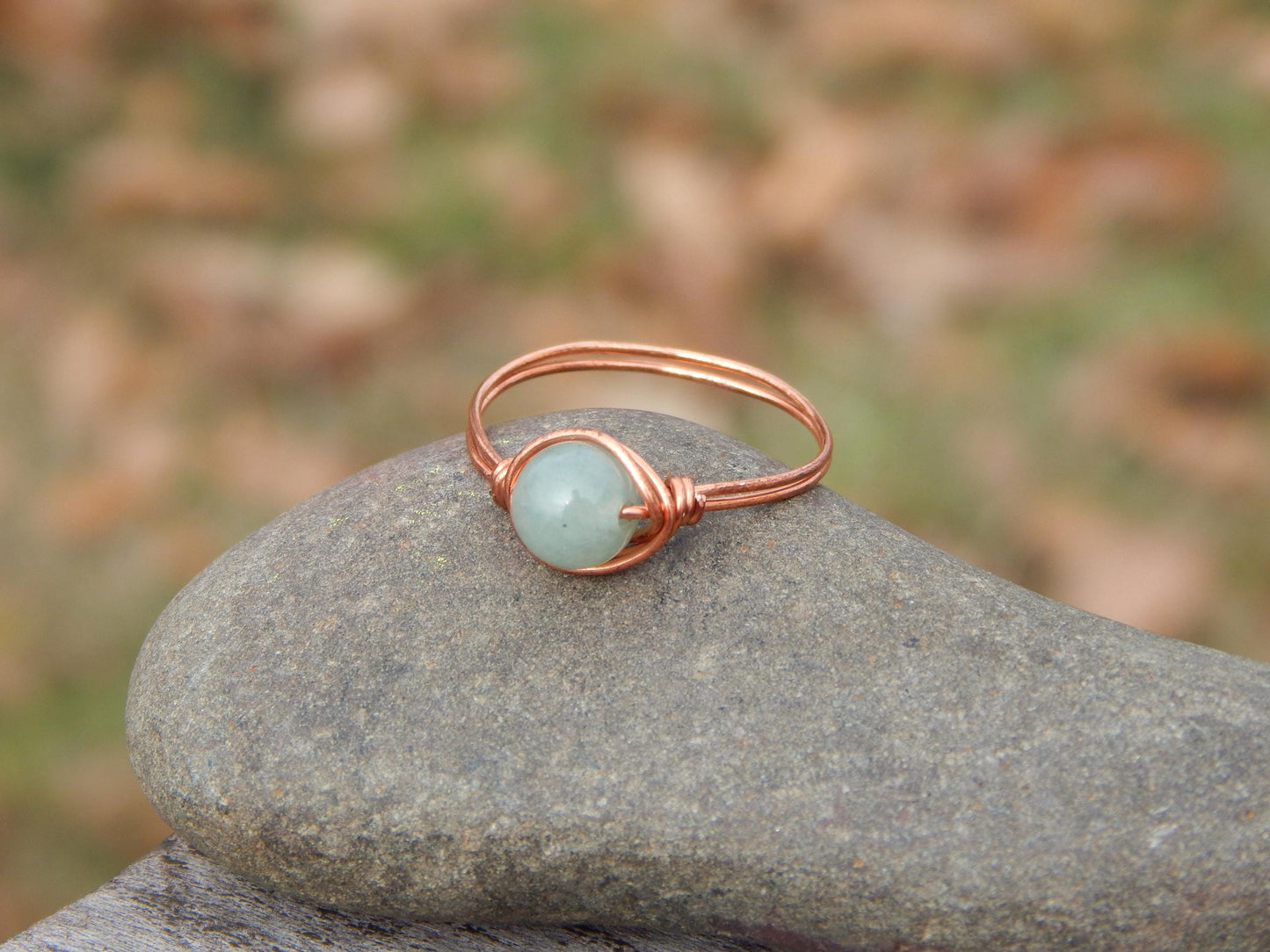 Green aventurine size 10 copper wire wrap ring