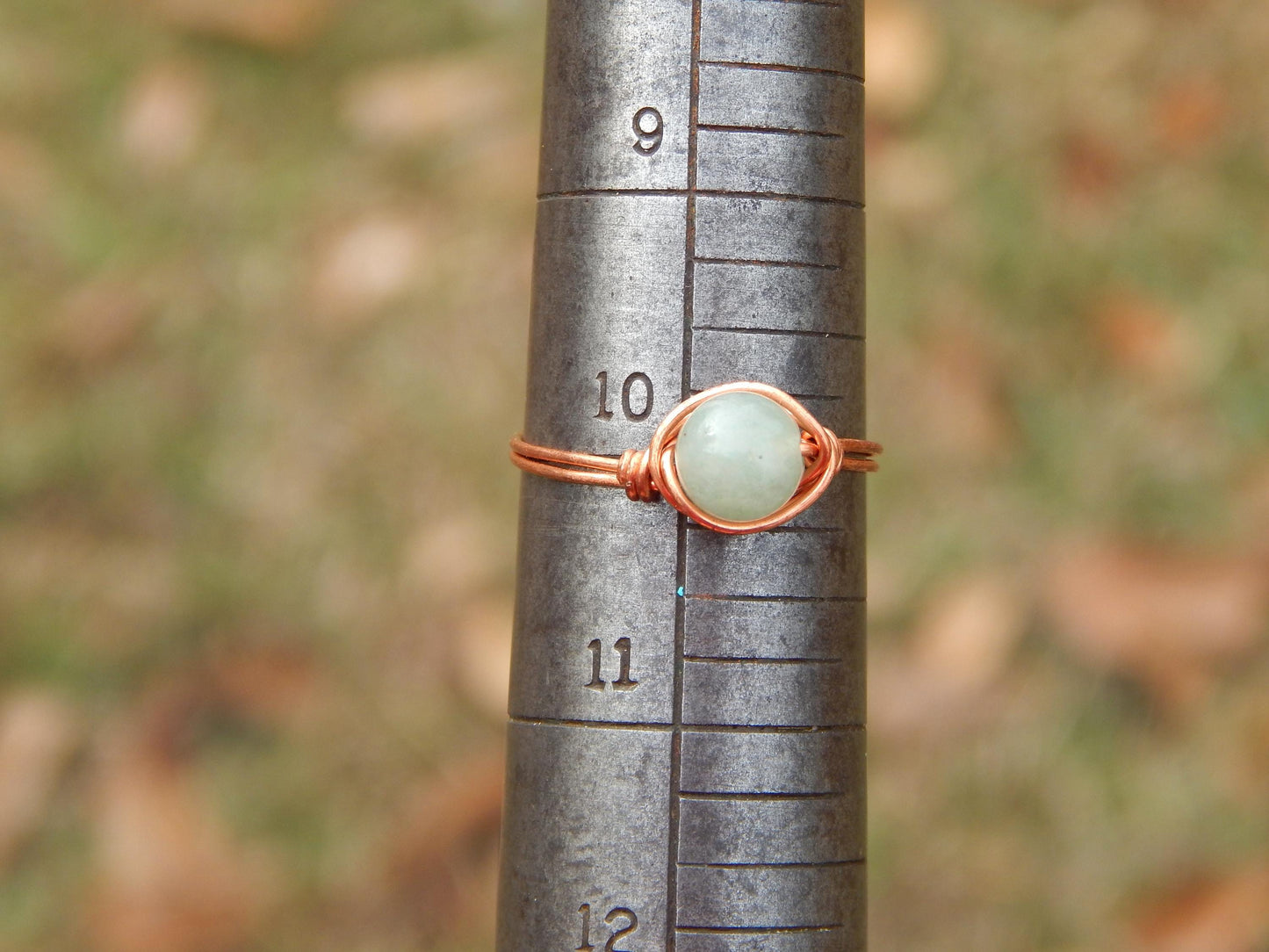 Green aventurine size 10 copper wire wrap ring