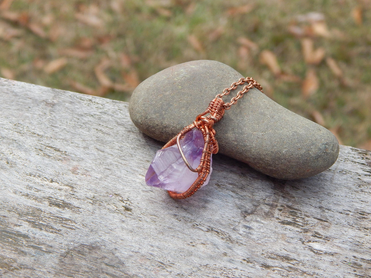 Raw amethyst crystal pendant
