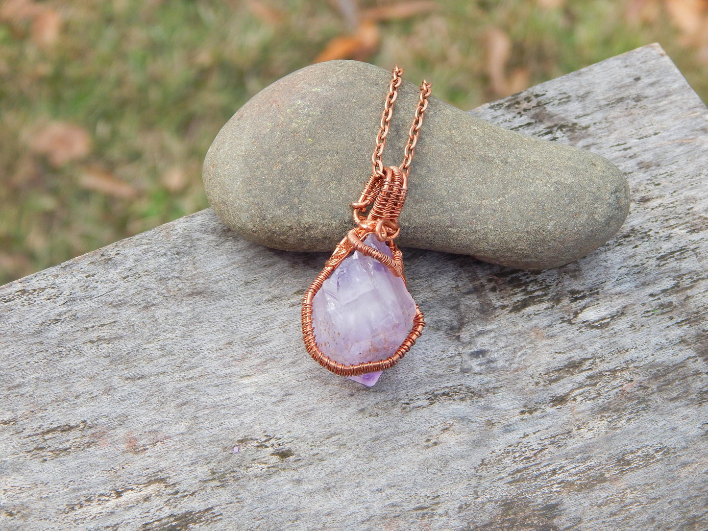 Raw amethyst crystal pendant