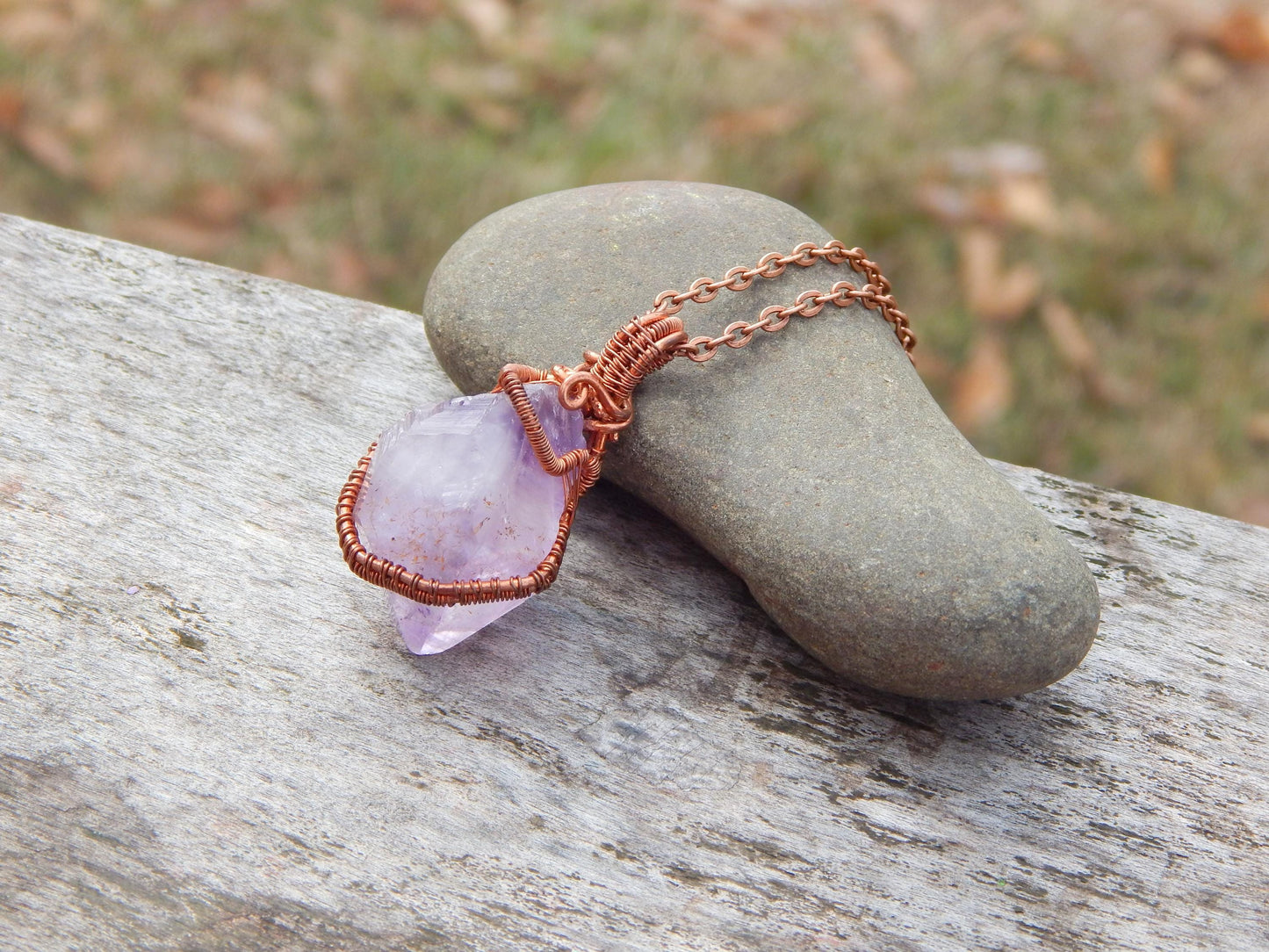 Raw amethyst crystal pendant