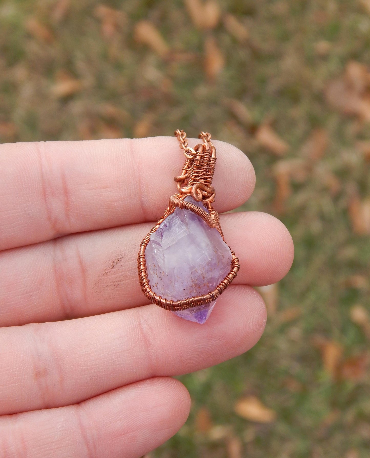 Raw amethyst crystal pendant