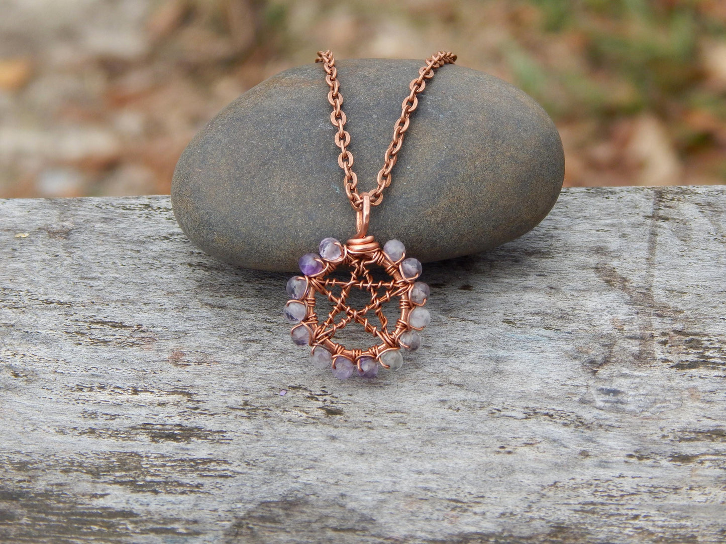 Amethyst pentacle necklace pendant