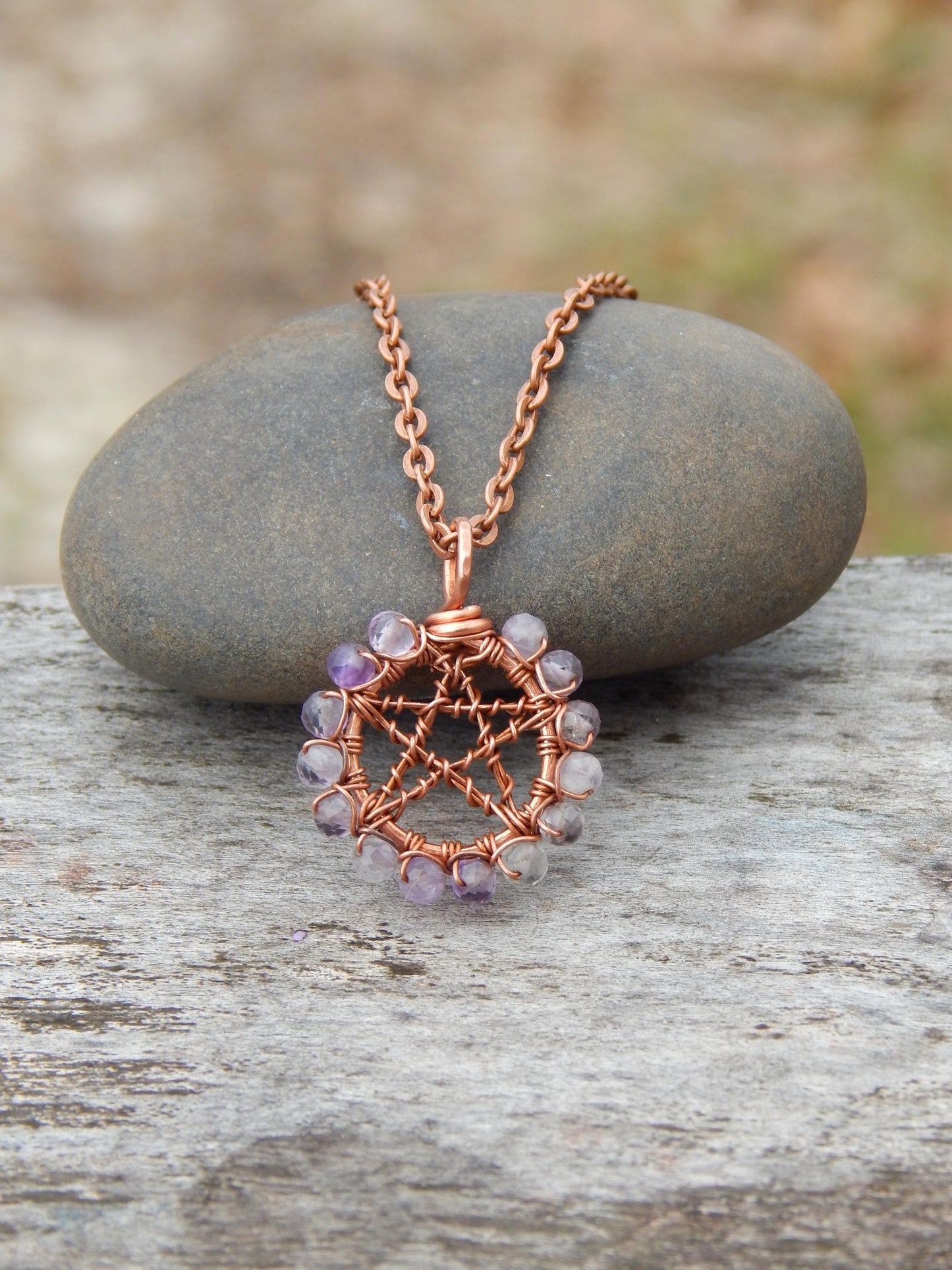 Amethyst pentacle necklace pendant