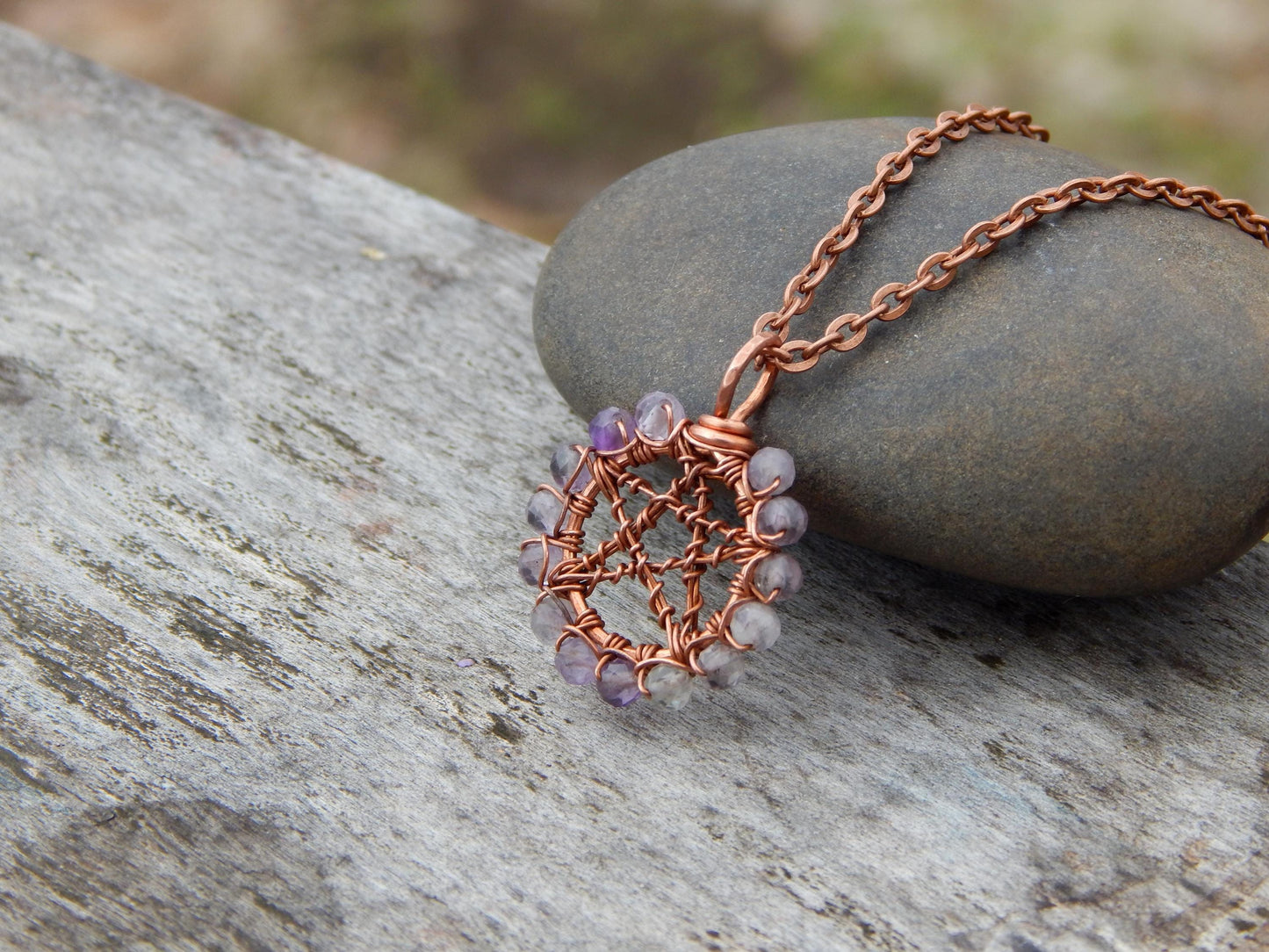 Amethyst pentacle necklace pendant