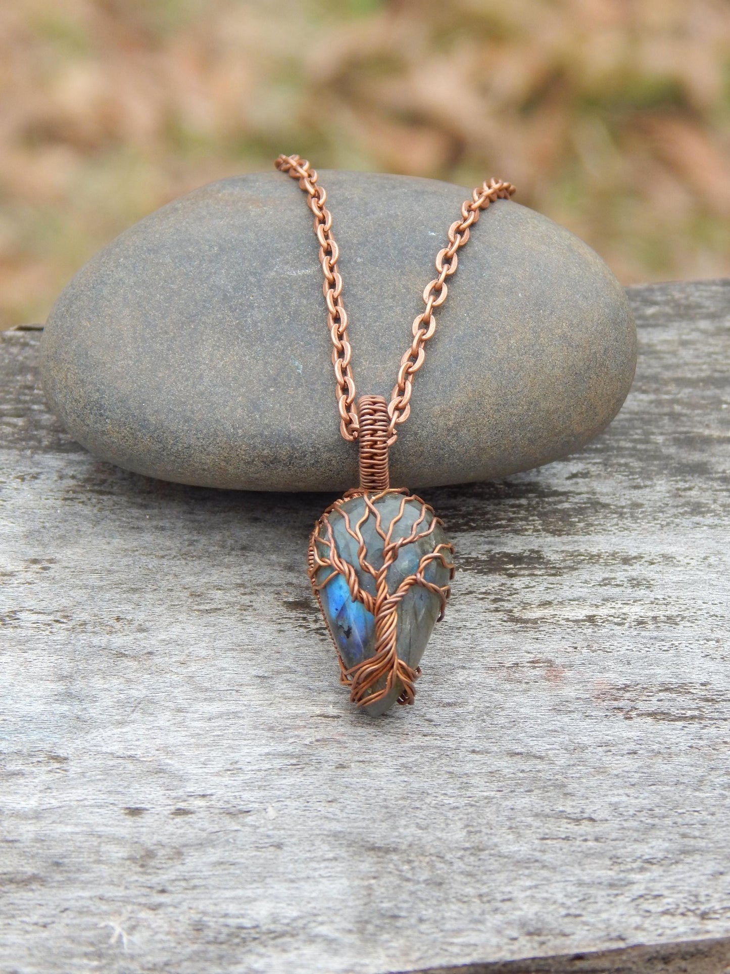 Labradorite tree of life pendant