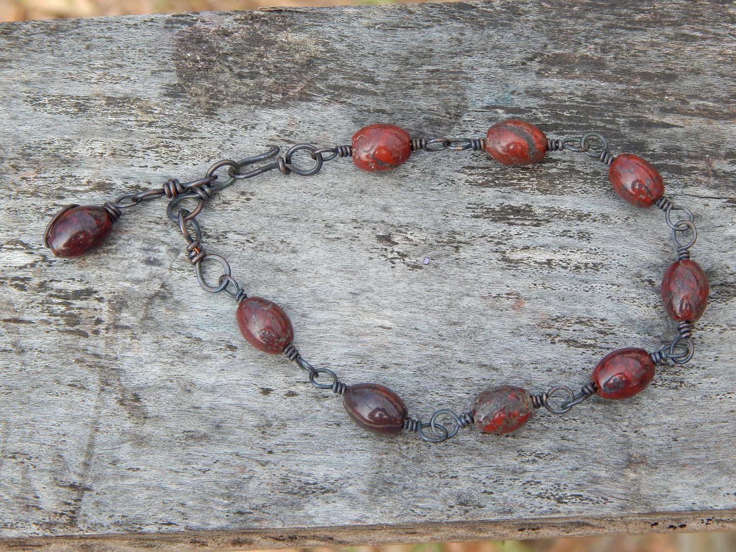 Brecciated jasper wire wrap bracelet