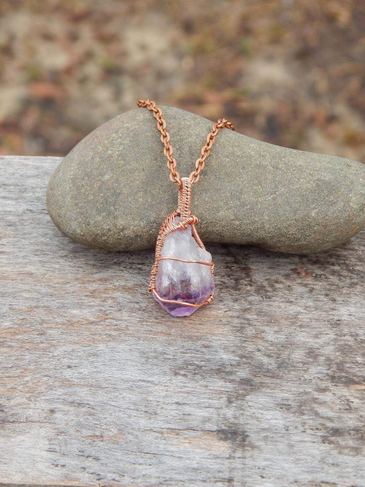 Raw amethyst crystal pendant