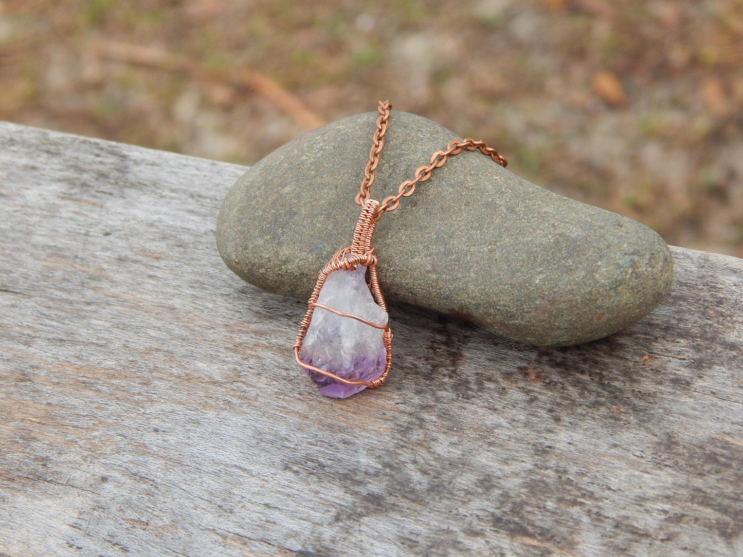 Raw amethyst crystal pendant