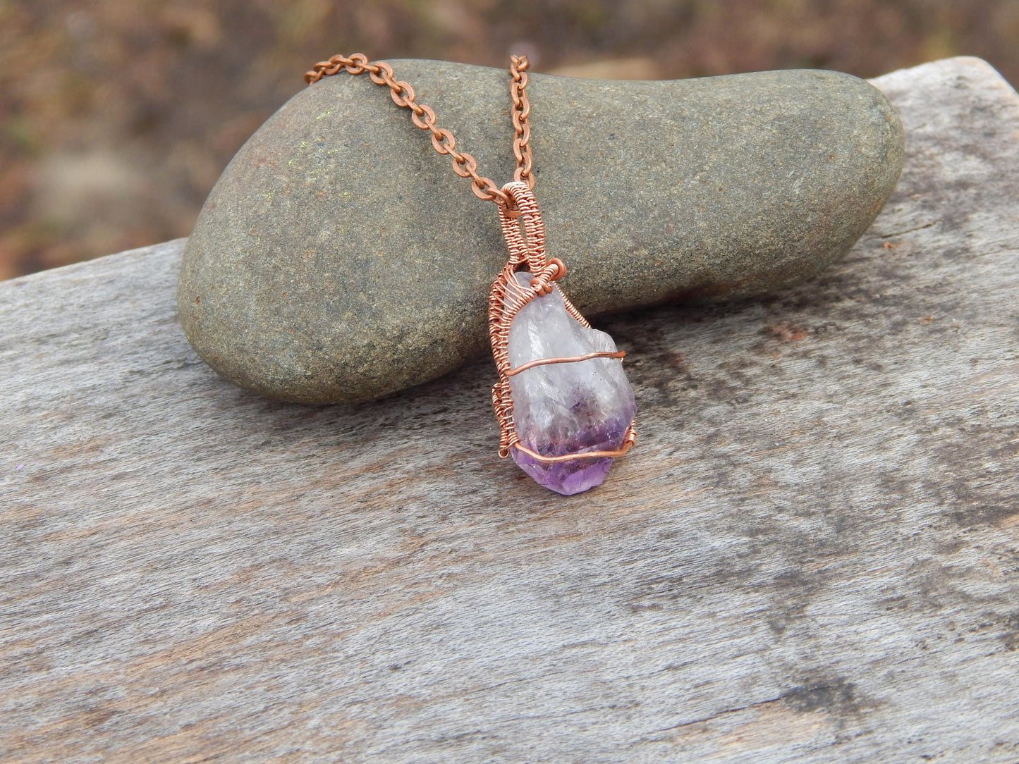 Raw amethyst crystal pendant