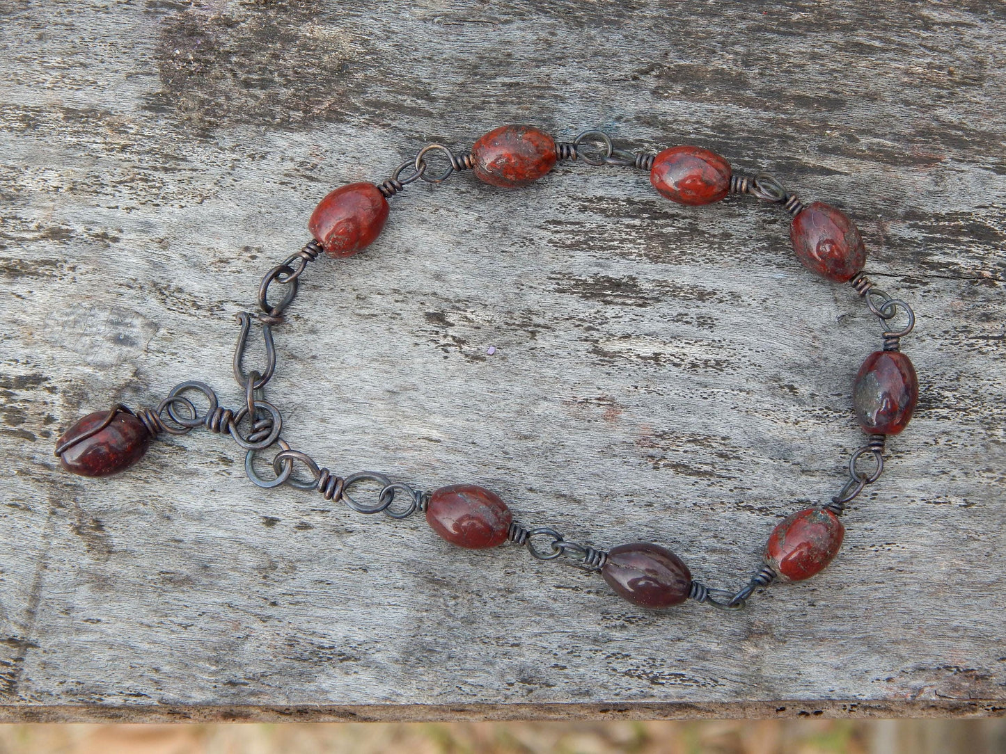 Brecciated jasper wire wrap bracelet