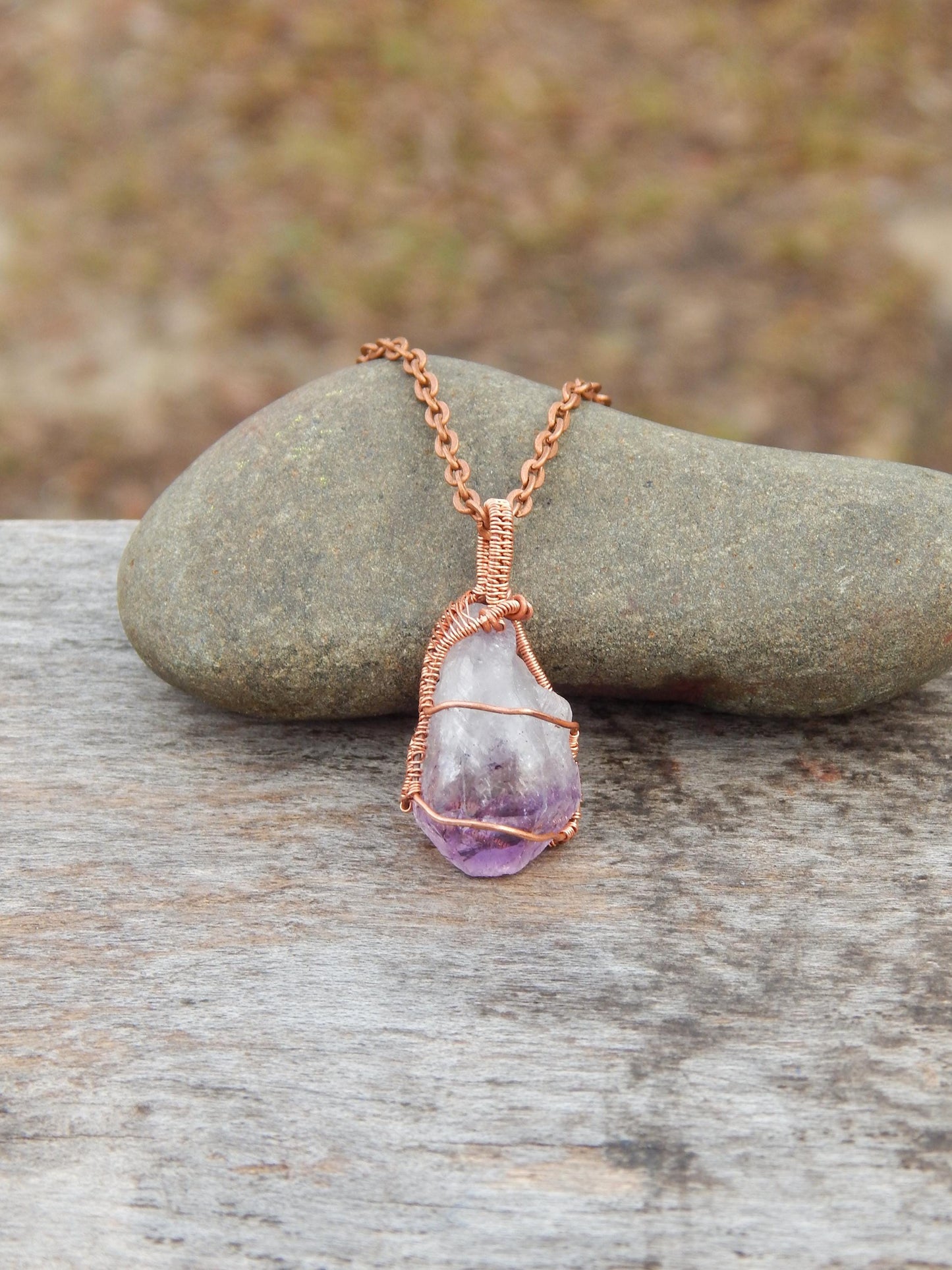 Raw amethyst crystal pendant