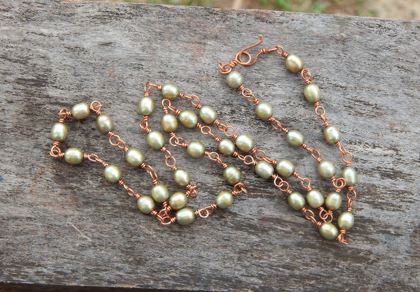 Freshwater pearl wire wrapped necklace