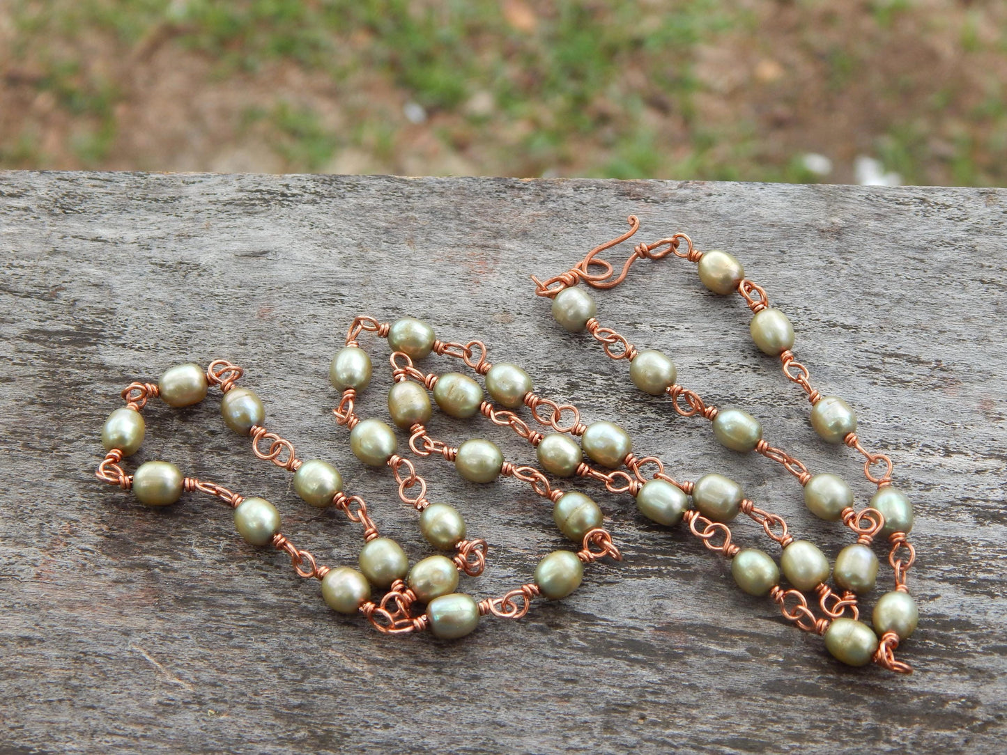 Freshwater pearl wire wrapped necklace