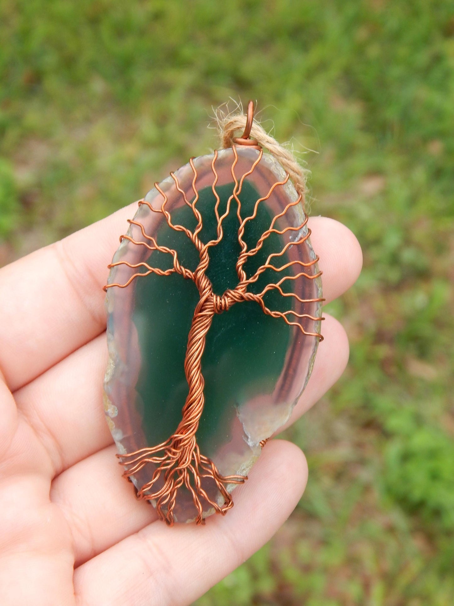 Green tree of life agate suncatcher
