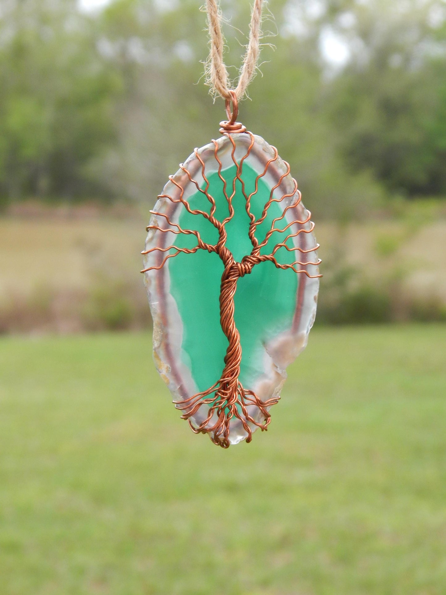 Green tree of life agate suncatcher